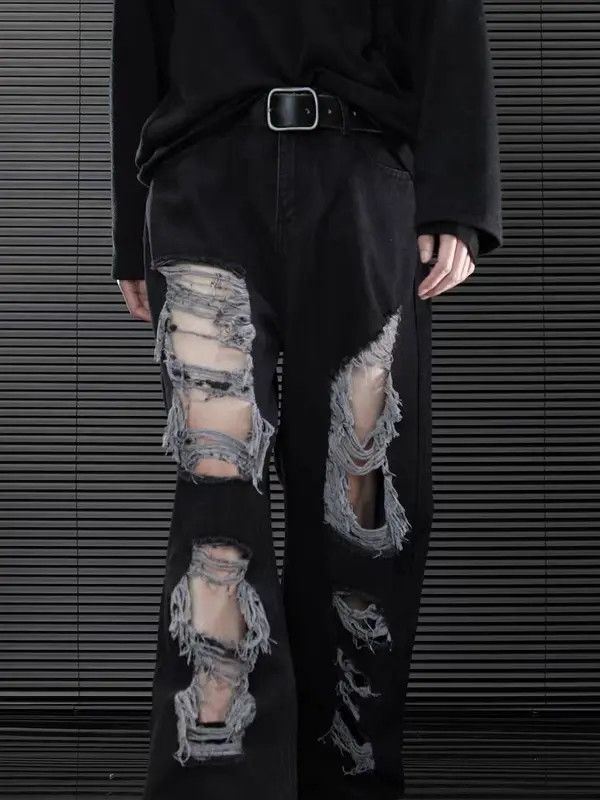 Japanese Brand VIBE Pioneer multi-hole design beggar baggy jeans Size US 34 / EU 50 - 5 Thumbnail