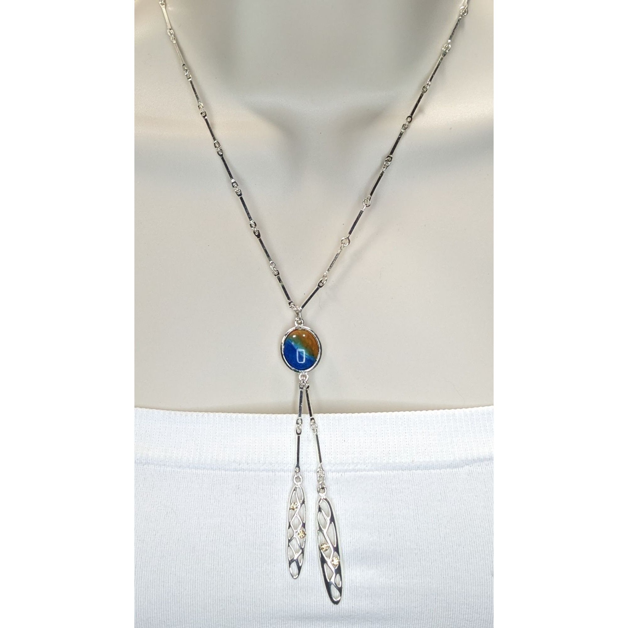 Other A/Line Bohemian Silver tone Necklace With Blue & Honey Penda Size ONE SIZE - 4 Thumbnail