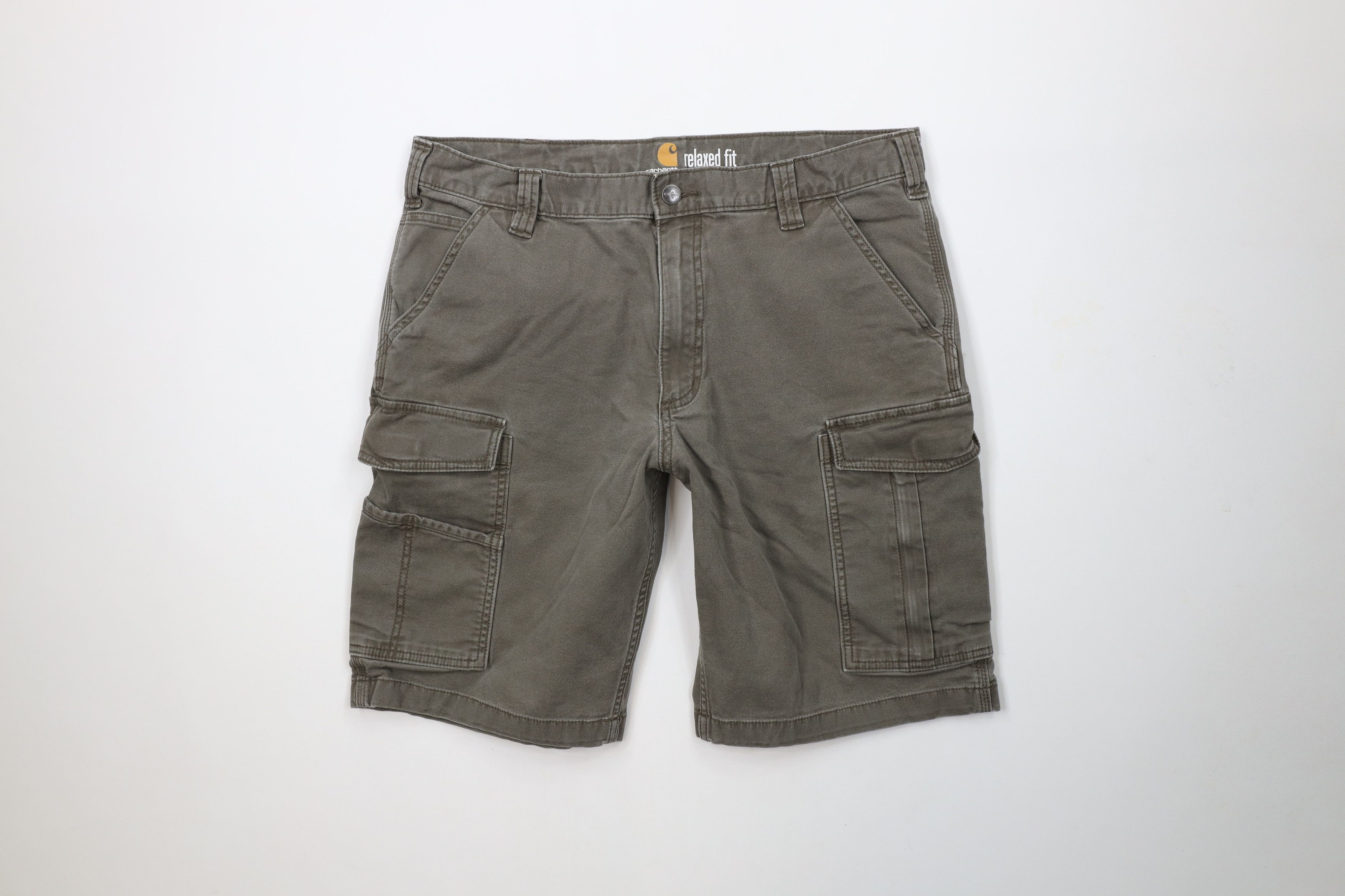 Vintage Y2K Carhartt Fit Canvas Cargo Shorts Green Cotton