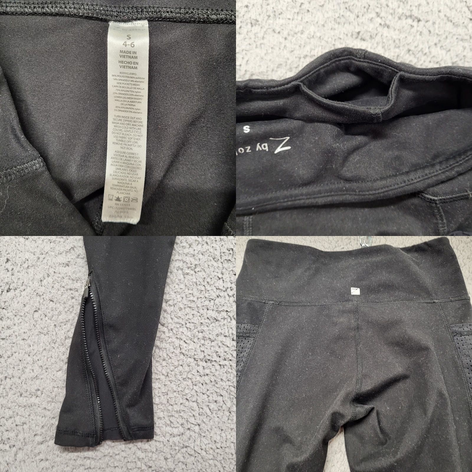 Vintage Z By Zella Joggers Womens Small Velour Sweatpants Black EUC! Casual Pants Athletic Jogger 4-6 S Zip Pockets Elastic Waist Size 28" / US 6 / IT 42 - 9 Thumbnail