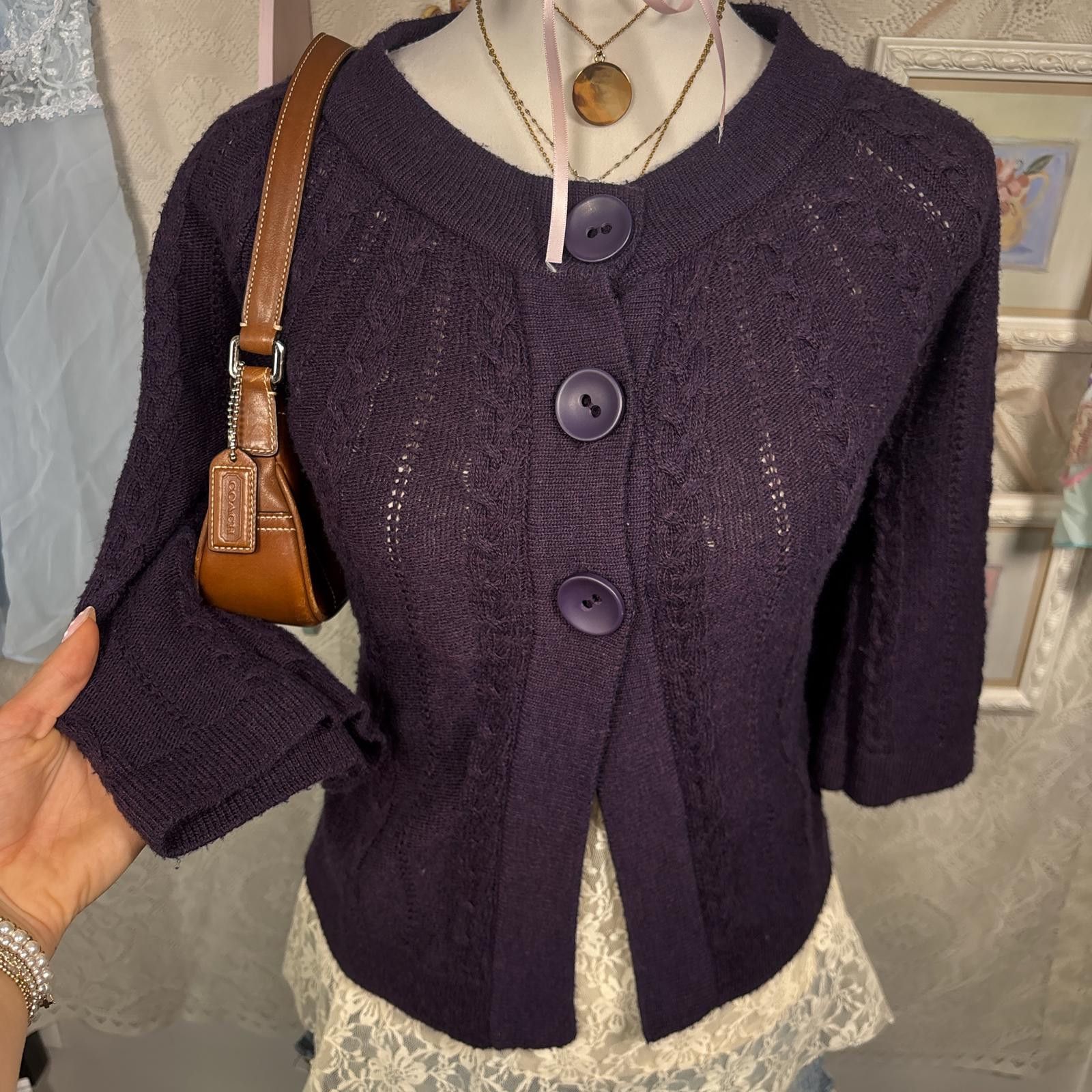 Forme D'Expression y2k purple babydoll sweater cardigan Size S / US 4 / IT 40 - 4 Thumbnail