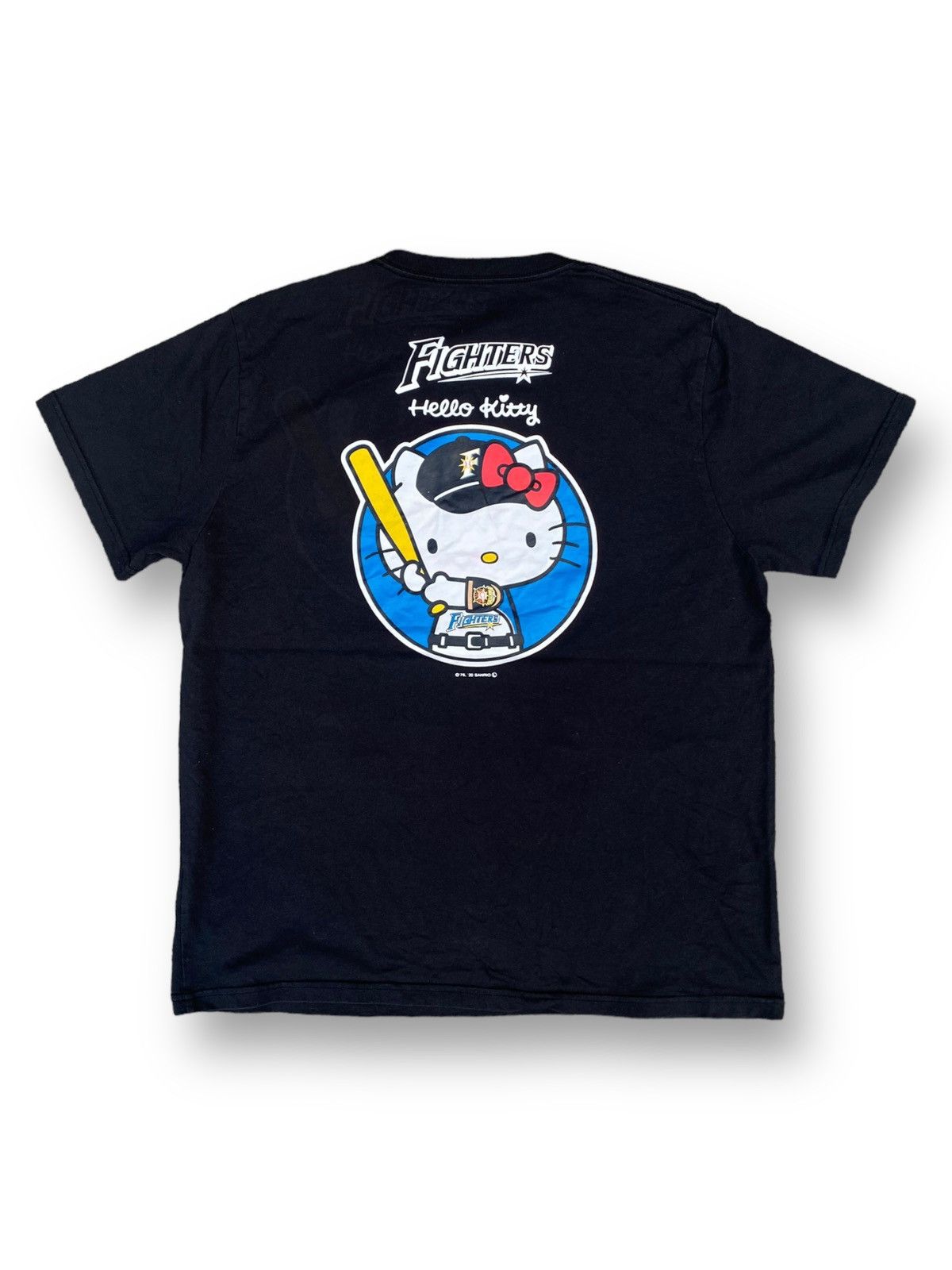 image of Hello Kitty X Hokkaido Nippon-Ham Fighters Shirt. C4 in Black, Men's (Size XL)