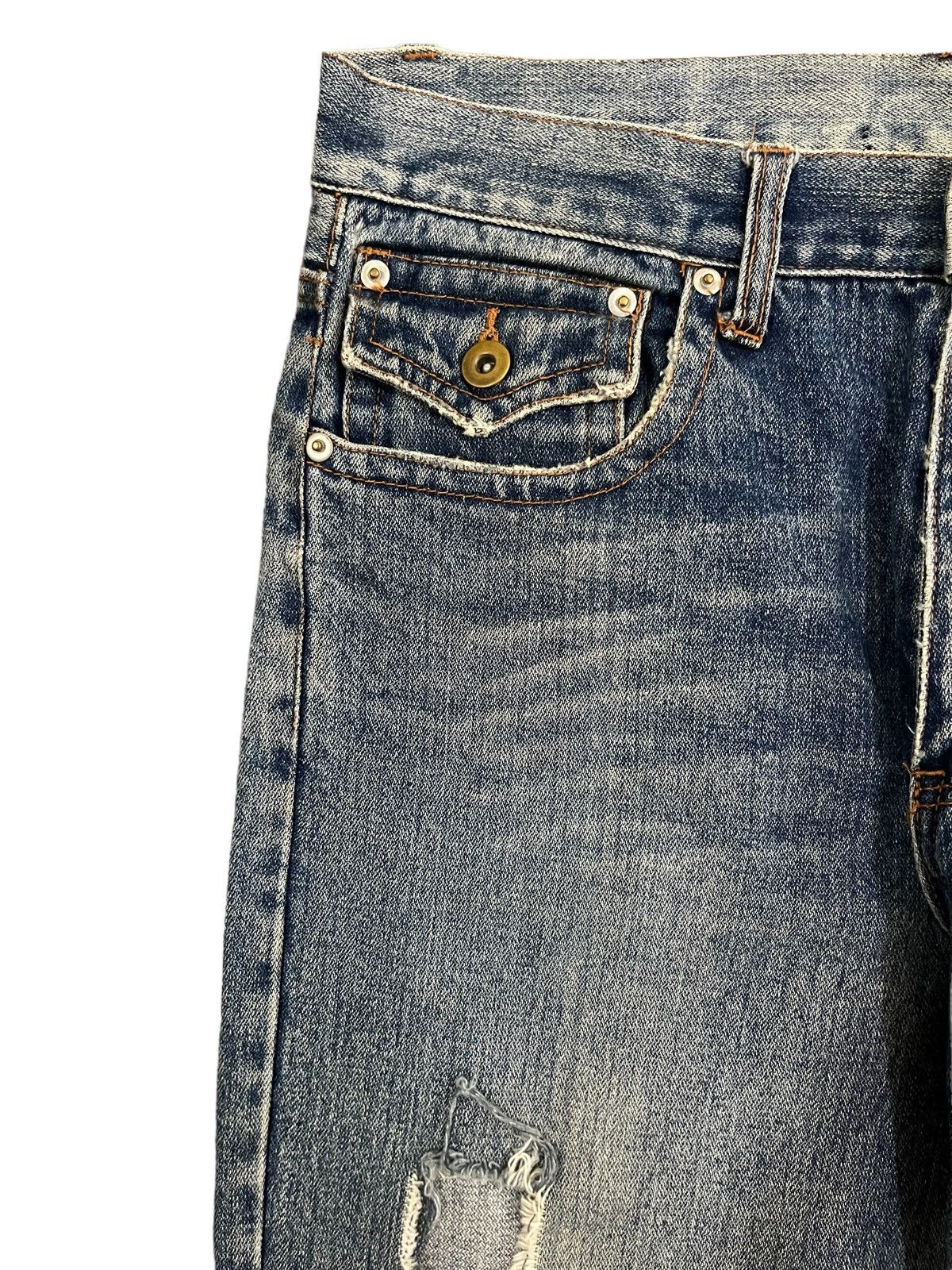 14th Addiction Vintage Japanese Brand Blue Wash Distress Straight Cut Jeans Size US 32 / EU 48 - 7 Thumbnail