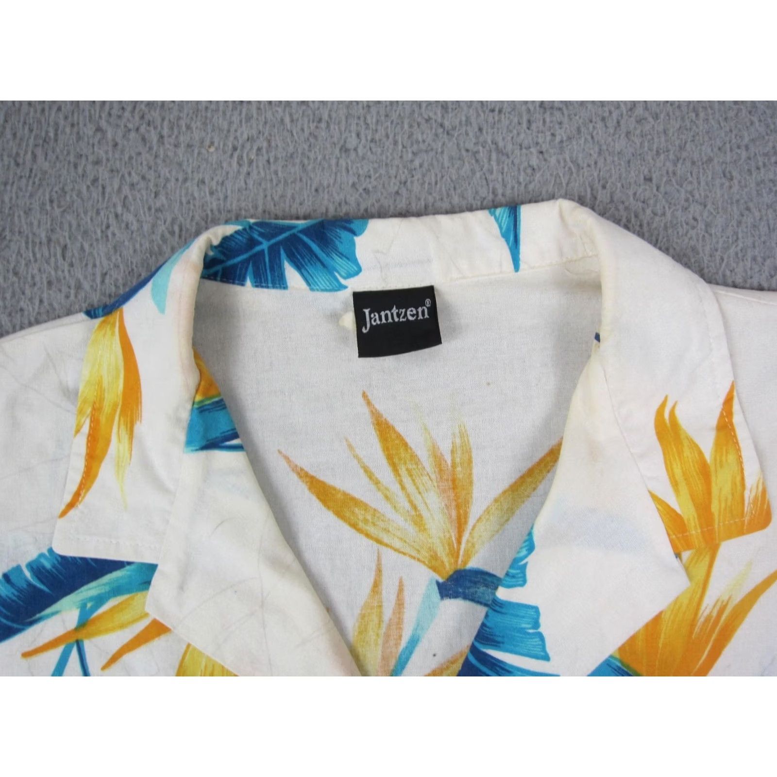 Jantzen VINTAGE Jantzen Camp Shirt Mens Large White Blue Hawaiian 80s Made in USA Aloha Shirt Buddings Size US L / EU 52-54 / 3 - 3 Thumbnail