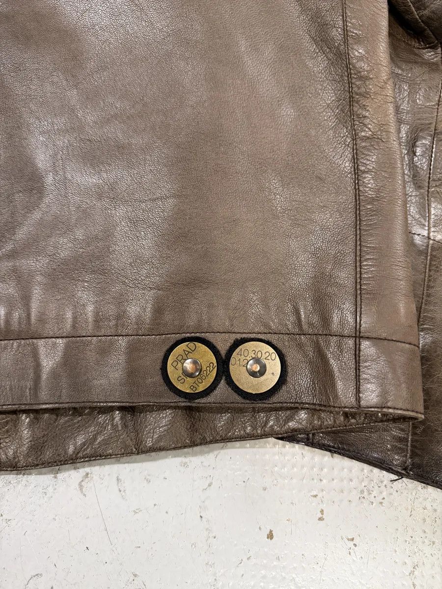 Prada 2000s Prada Brown Avant-Garde Biker Leather Jacket Size US M / EU 48-50 / 2 - 8 Thumbnail