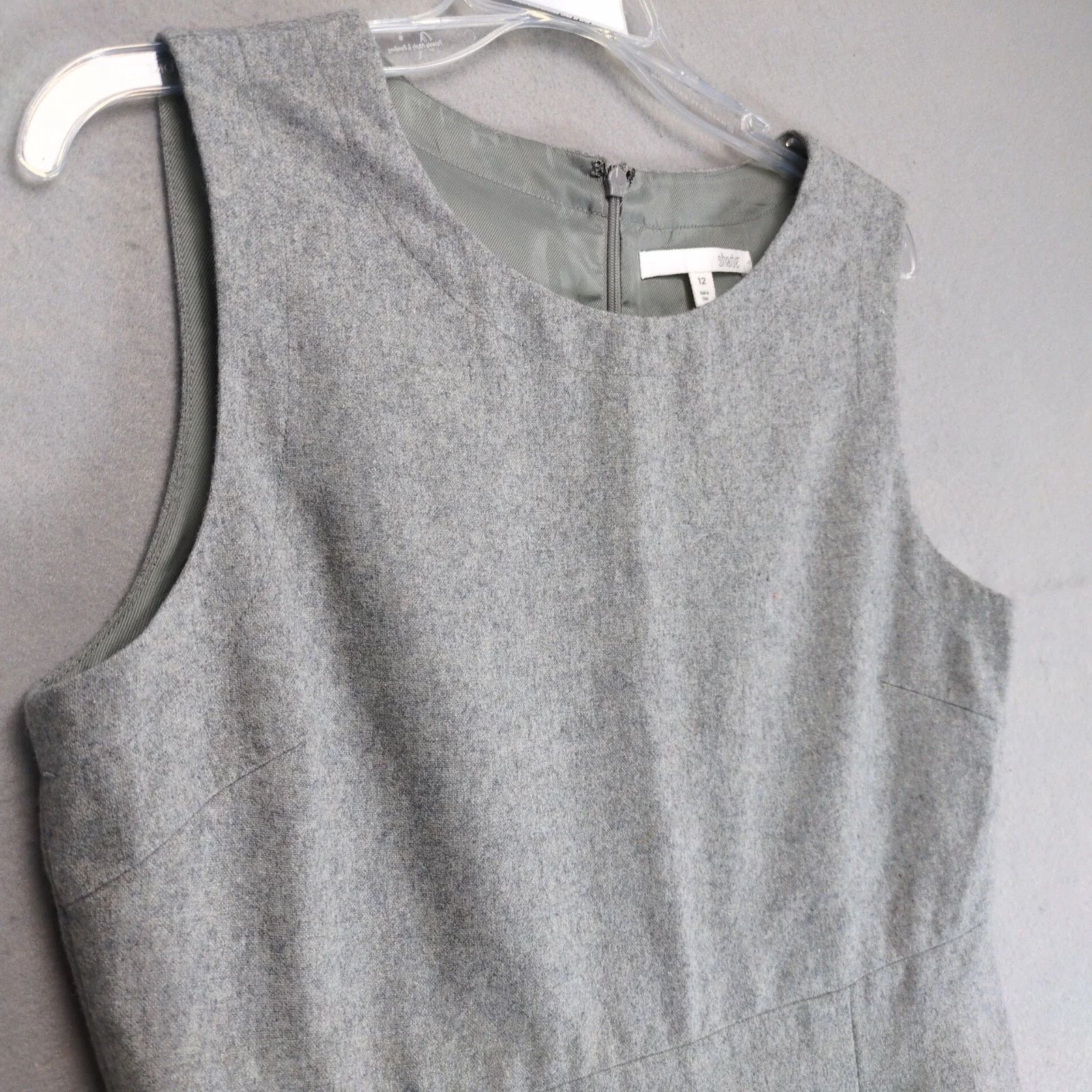 Other Shade Gray Wool Blend Sleeveless Sheath Dress Sz 12 Pleats Size XL / US 12-14 / IT 48-50 - 10 Thumbnail