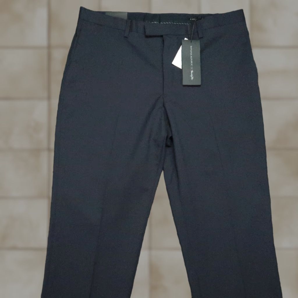 Banana Republic Pants Men 34x32 Blue Slim Fit Wool Dress Pants NWT Solid  Front Vintage No
