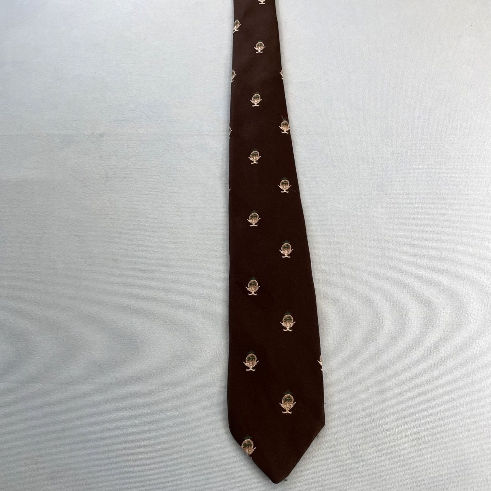 Vintage VINTAGE Smith & Logsdon Tie Necktie Eagle Flight Crest Woven Capsule 3x58 Brown Polyester Men's Tie 60s 70s Capsule Necktie Size ONE SIZE - 3 Thumbnail