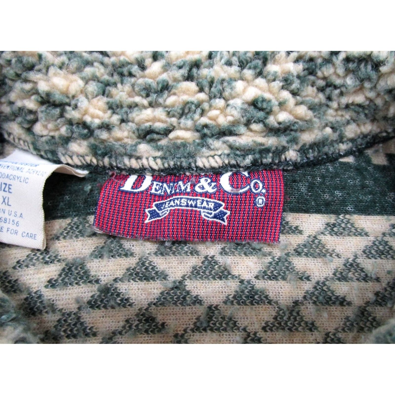 Denim & Co. Vintage Denim&Co Sherpa Pile Fleece Jacket Women XL All Over Print Fair Isle Plaid 90s Jacket Womens Size XL / US 12-14 / IT 48-50 - 2 Thumbnail