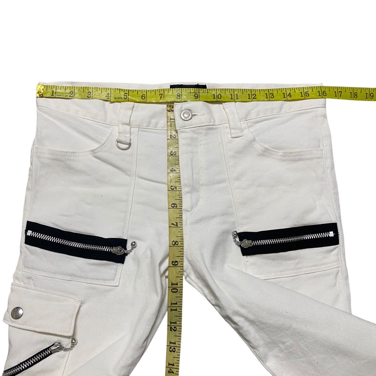 Mari's Rock Anarchy 666 White Denim Zipper Bondage Pants Undercover Size US 32 / EU 48 - 15 Thumbnail