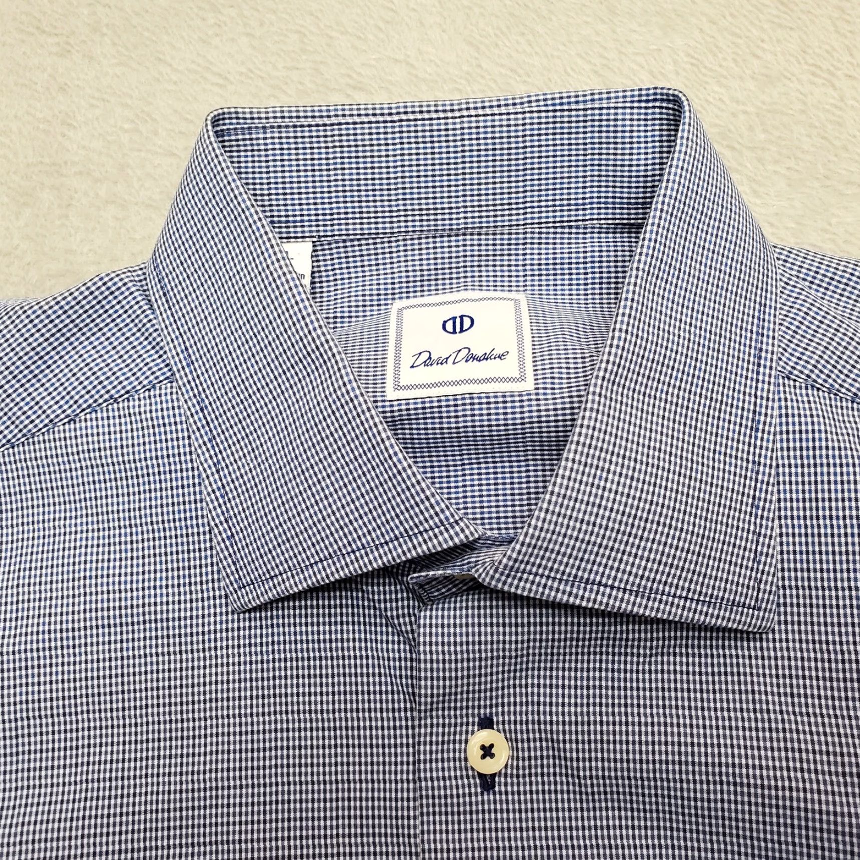 David Donahue David Donahue Shirt Mens XL Blue Micro Plaid Long Sleeve Dress Casual Size US XL / EU 56 / 4 - 5 Thumbnail
