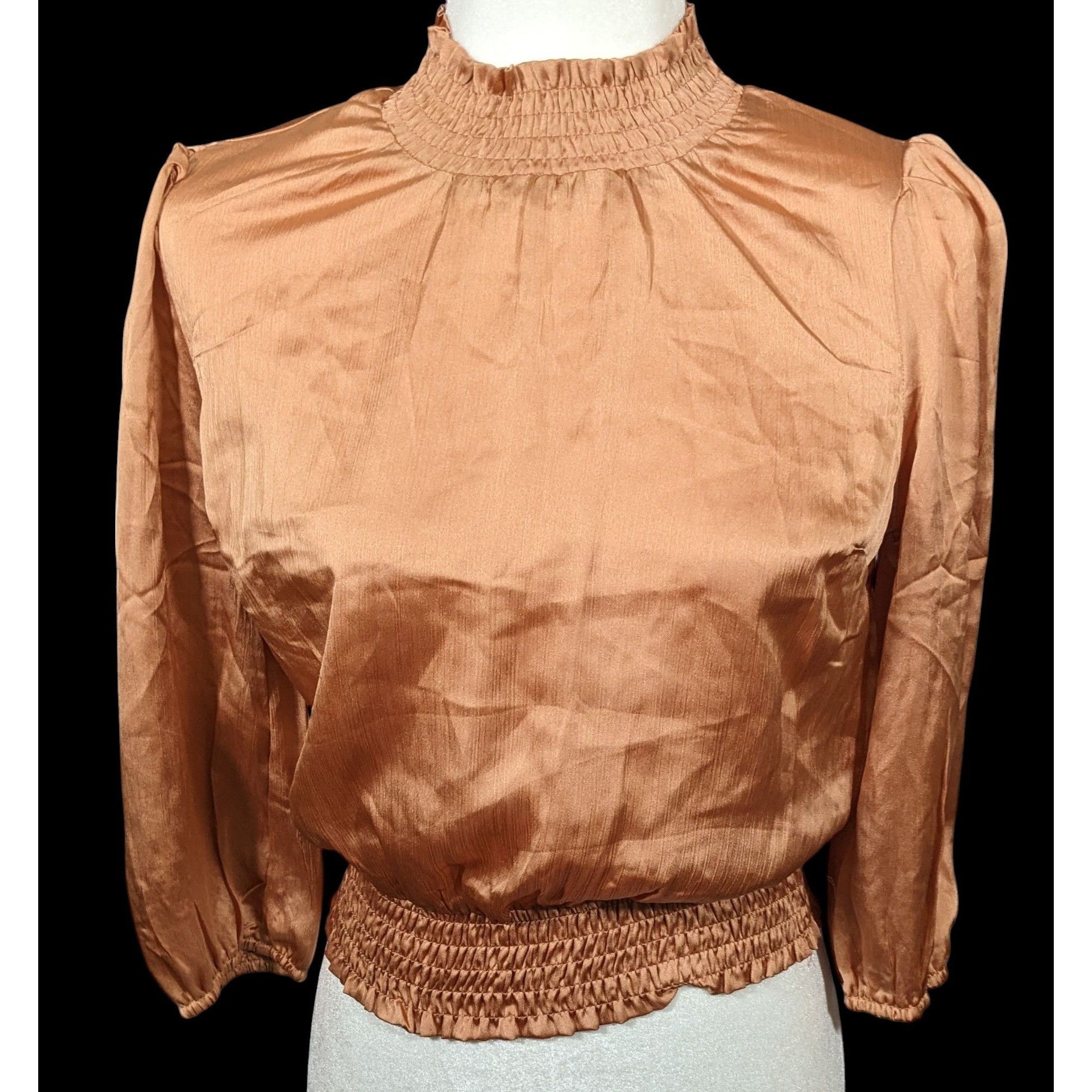 Other Monteau Rust Long Sleeve Poufy Ruffle Crop Top Size M / US 6-8 / IT 42-44 - 1 Thumbnail