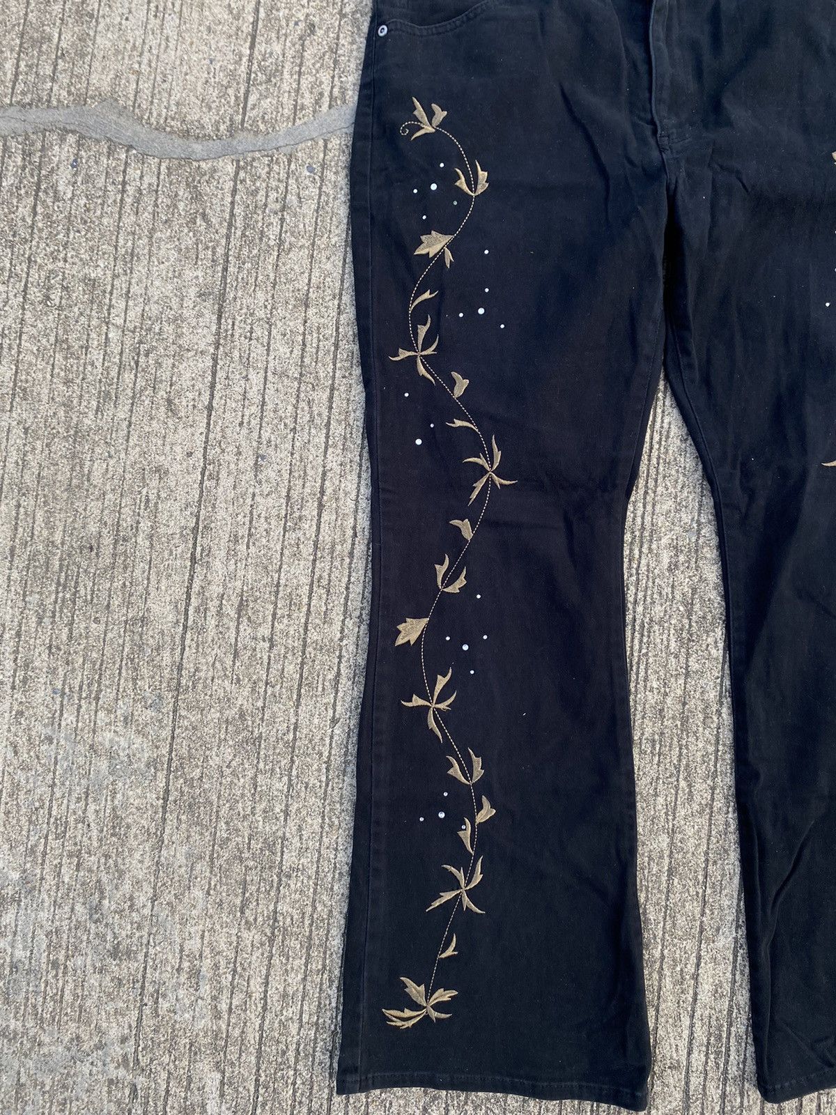 Japanese Brand × Vintage JOHN JELLO Flared Flower Black Pants Size US 32 / EU 48 - 4 Thumbnail