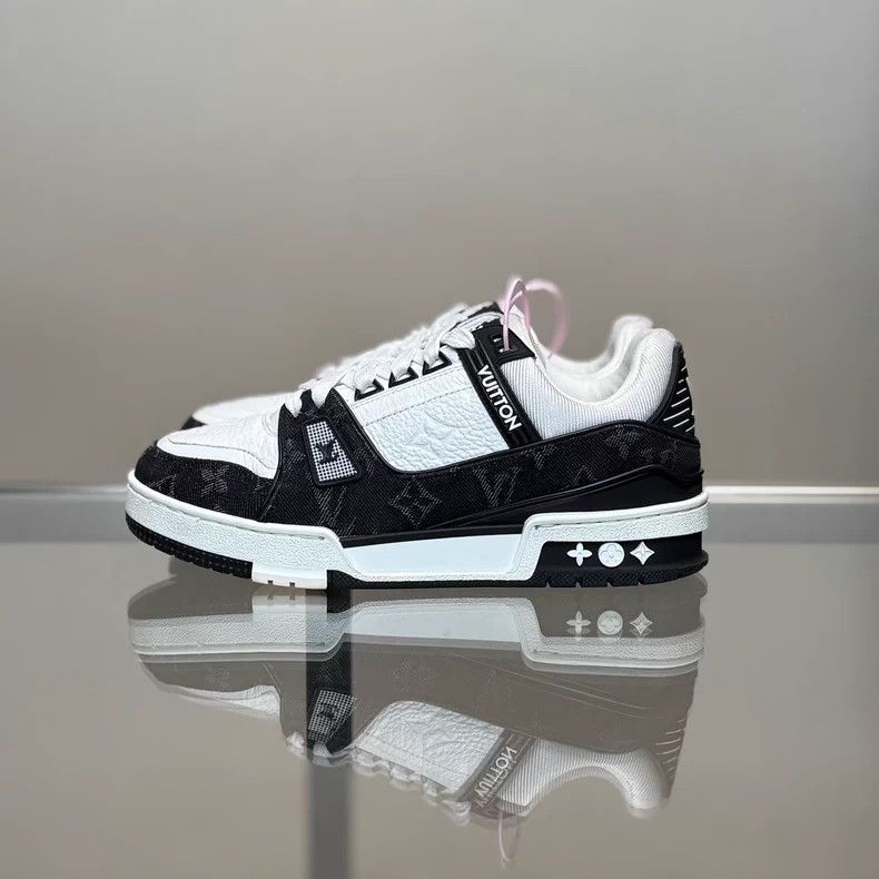 Louis Vuitton Louis Vuitton Trainer Black and White Denim shoes Size US 5 / EU 37 - 5 Thumbnail