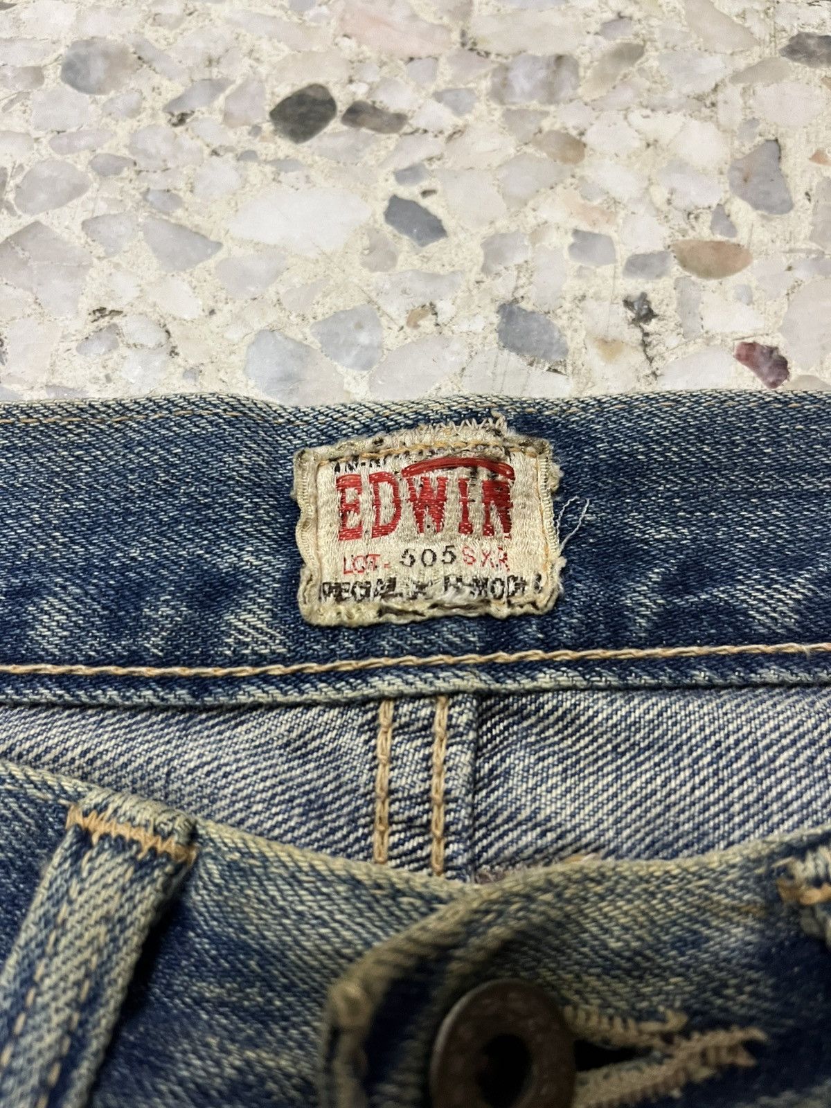 Edwin Vintage rare 80s EDWIN red selvedge rusty distressed Size US 31 - 3 Thumbnail