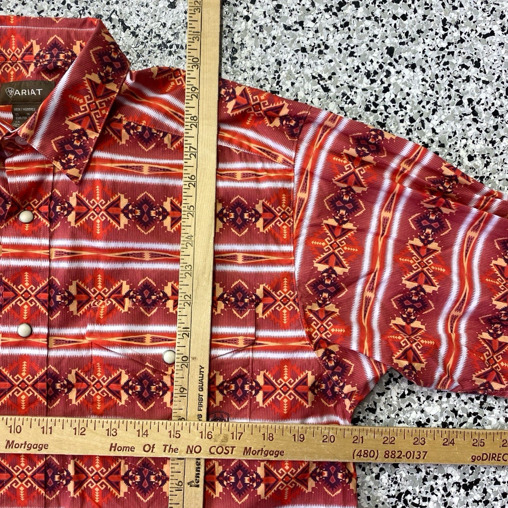 Ariat Ariat Mens Red Pattern Long Sleeve Button-Down Shirt M Western Pearl Snap Shirt Size US M / EU 48-50 / 2 - 2 Thumbnail