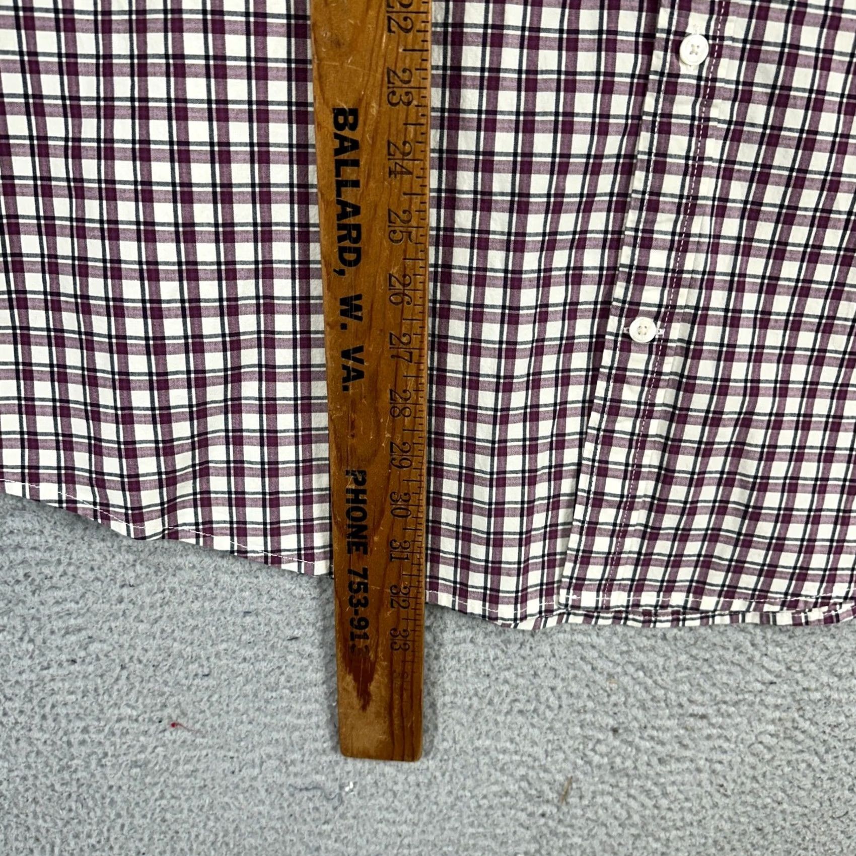 Vintage VINTAGE St. John's Bay Mens Button-Down Shirt XLT Tall Purple White Plaid Classic Fit NEW Size US XL / EU 56 / 4 - 6 Thumbnail