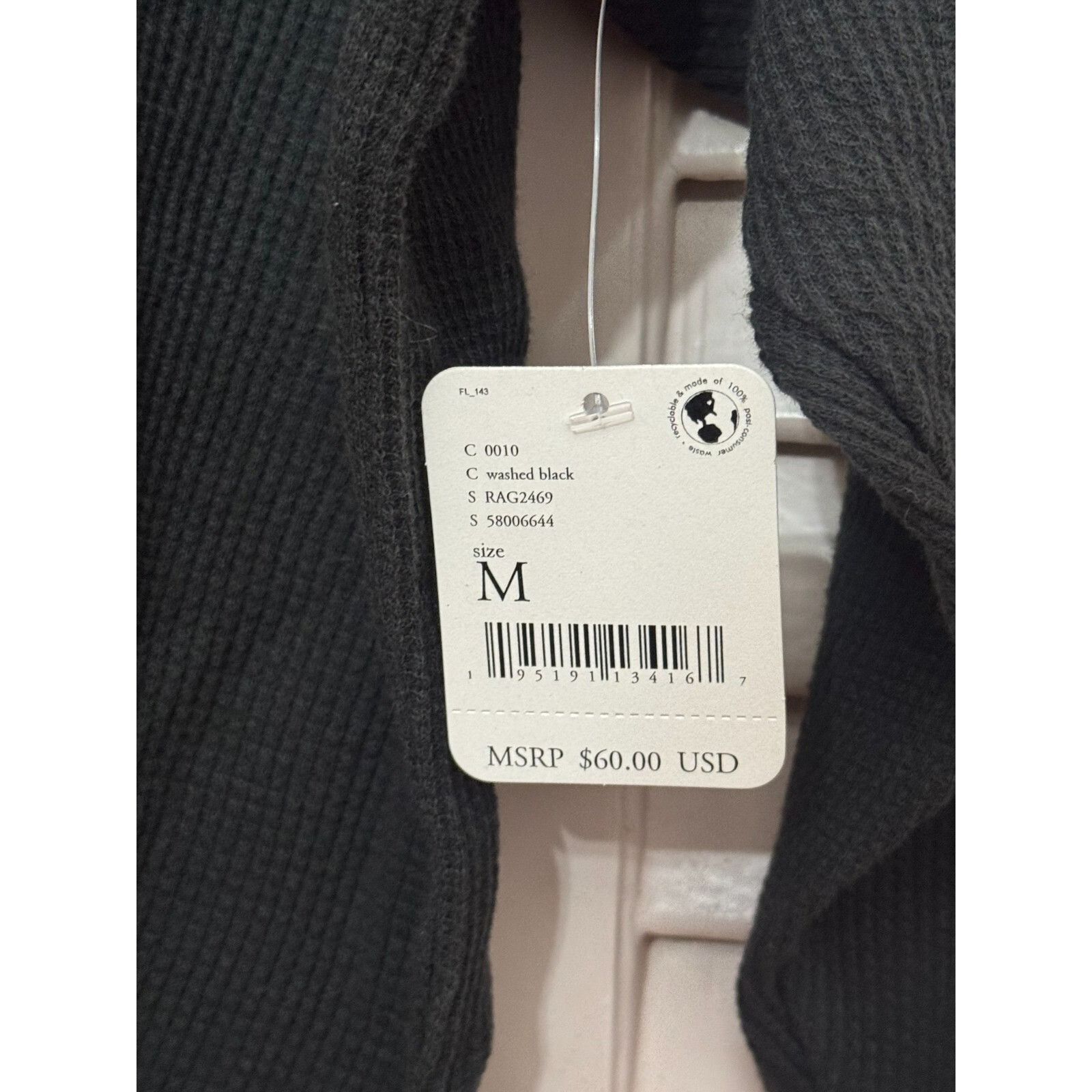 Free People NEW Free People Intimately Women Medium Black Waffle Pullove Size M / US 6-8 / IT 42-44 - 4 Thumbnail