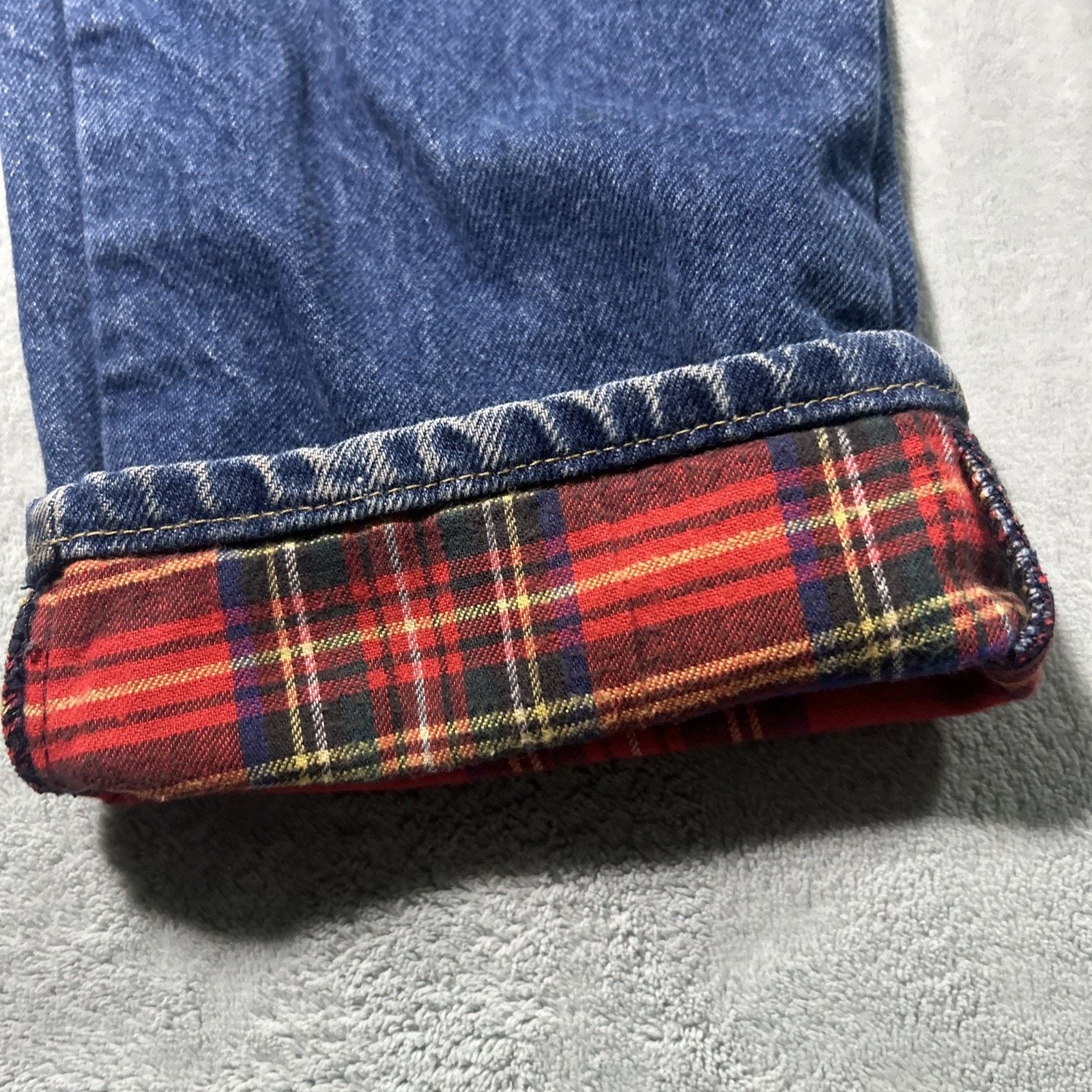 L.L. Bean USA LL Bean Flannel Lined Straight Jeans Mens 31x30 Plaid Size US 31 - 13 Thumbnail
