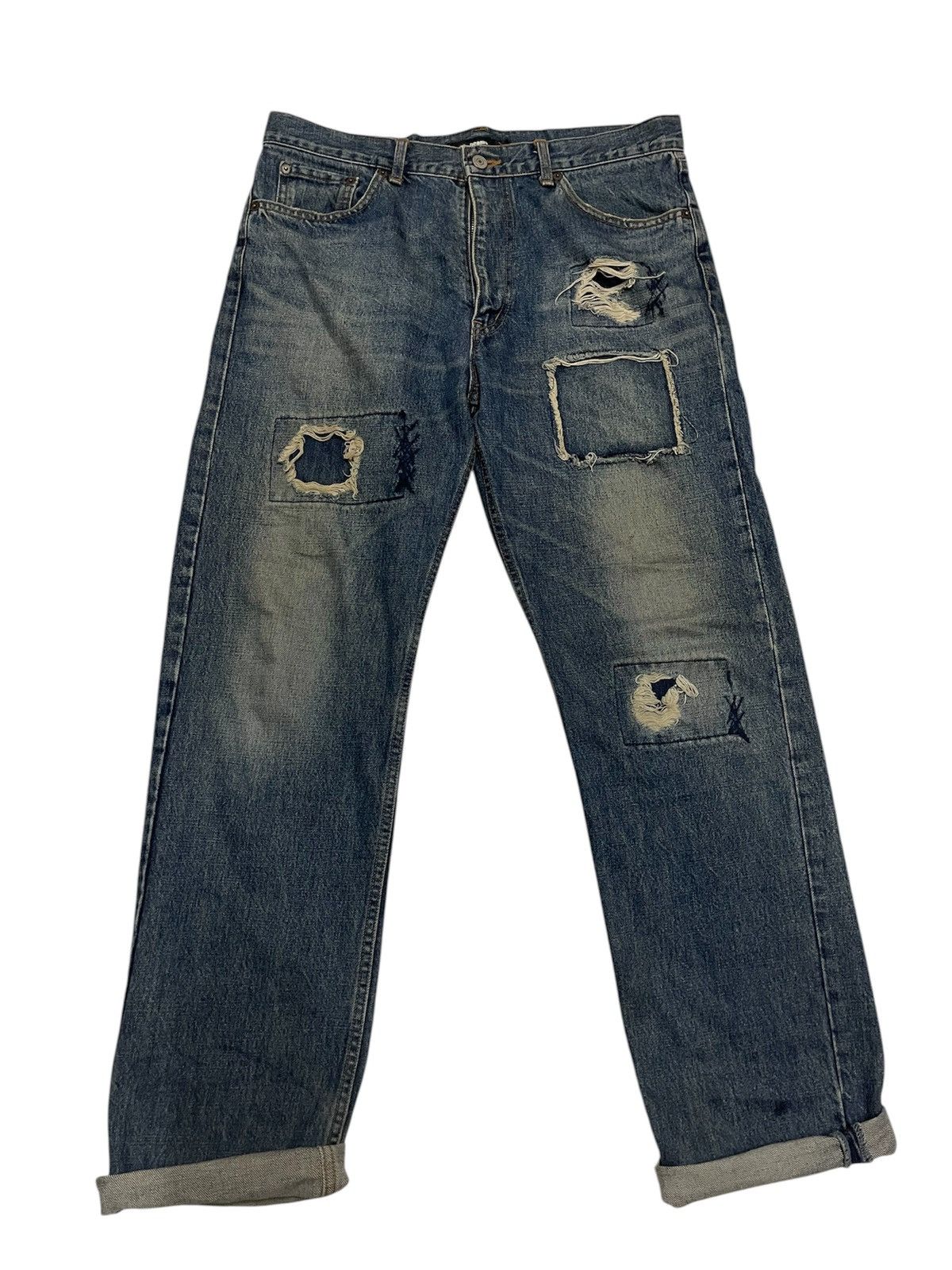 Beams Plus ❌ON SALE❌ BEAMS PATCHWORK DISTRESSED DIRTY JEANS Size US 34 / EU 50 - 1 Thumbnail