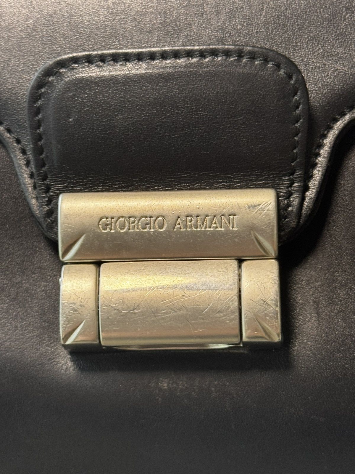 Giorgio Armani Vintage Giorgio Armani Black Leather Shoulder Bag UNISEX Size ONE SIZE - 10 Thumbnail