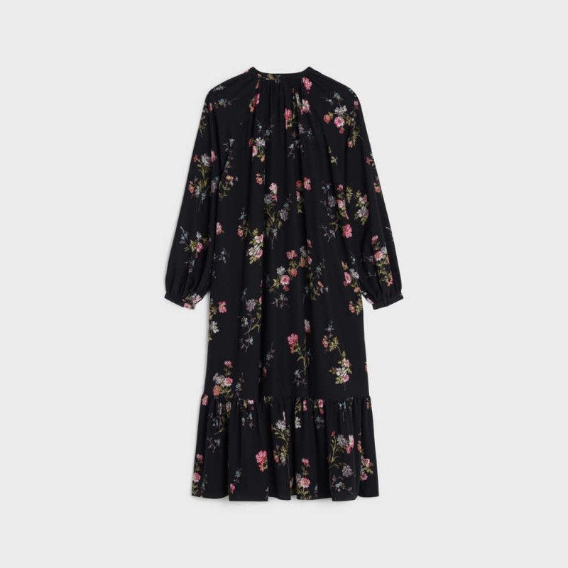 Celine o1bcso1str0824 Folk Dress In Crêpe De Chine in Multicolor Size XXS / US 00 / IT 34 - 2 Thumbnail