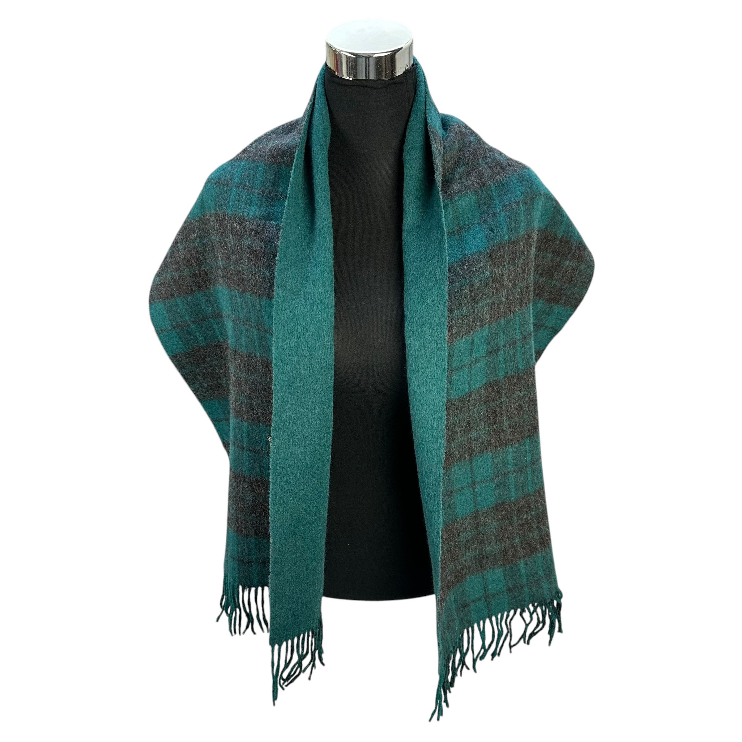 Vintage VALENTINO GARAVANI Green Checked Cashmere Scarf #A76-1831 Size ONE SIZE - 1 Thumbnail