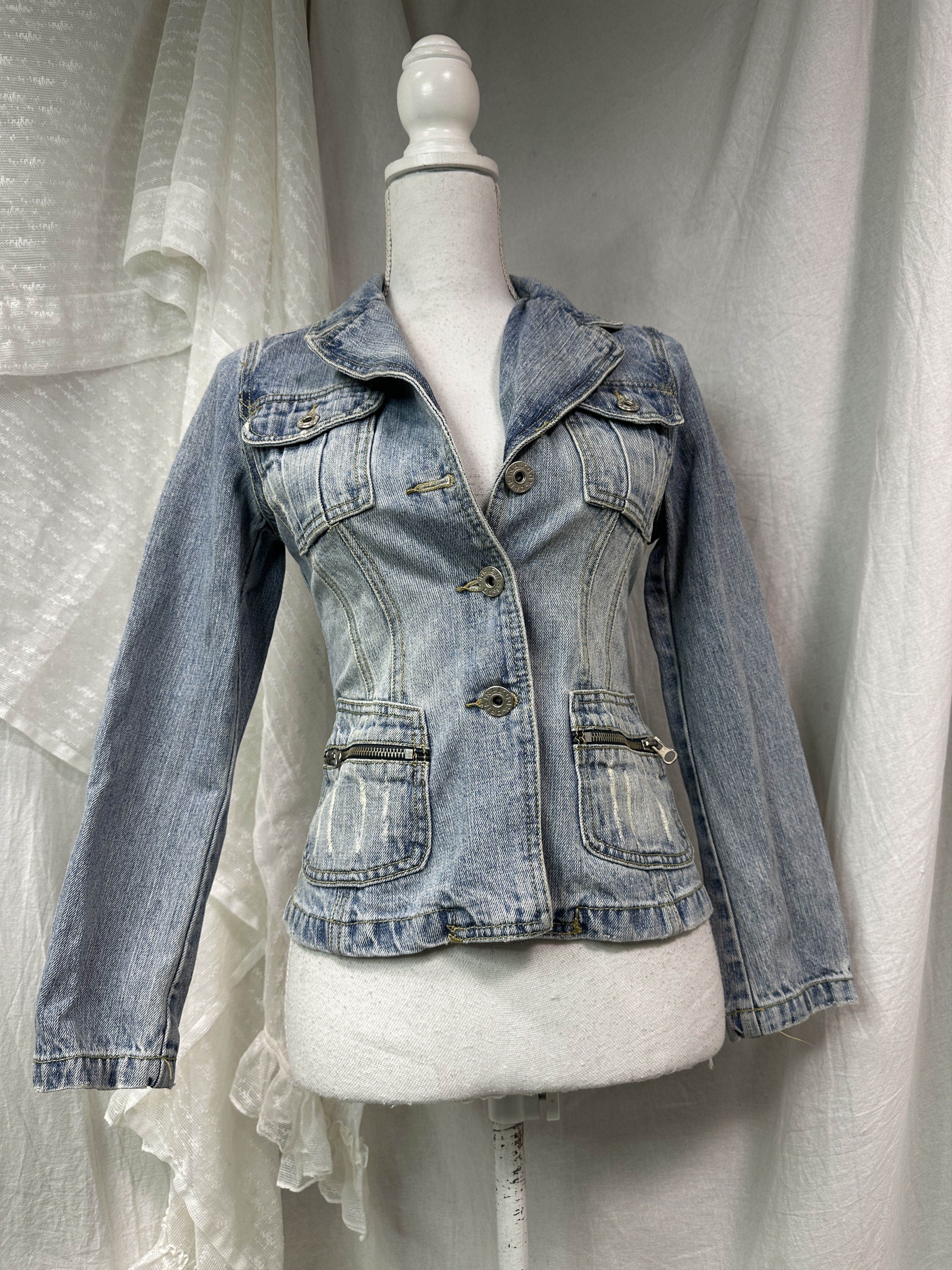 Vintage Vintage Denim Streetwear Fitted Jeans Jacket Y2K Size S / US 4 / IT 40 - 1 Thumbnail