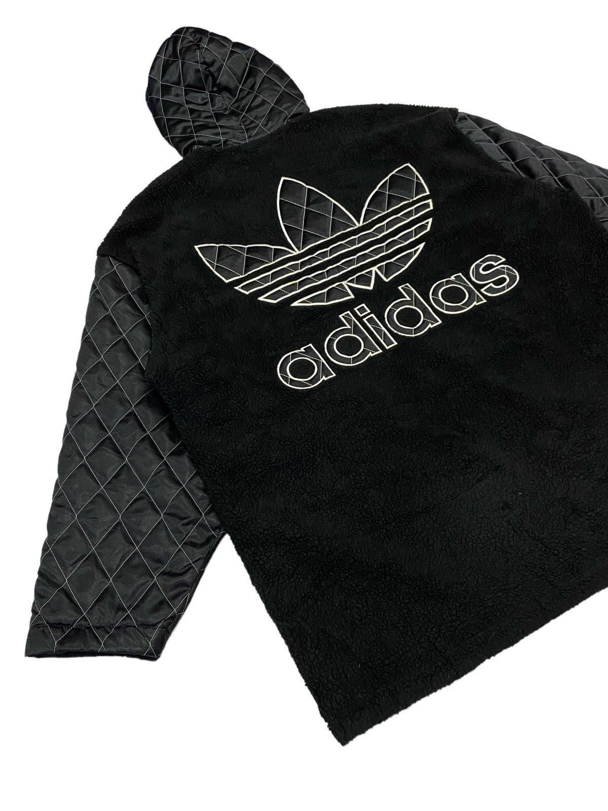 Adidas × Descente × Vintage Vintage 90s Adidas Trefoil Big Logo Pile Fleece Hoodie Size US L / EU 52-54 / 3 - 21 Thumbnail