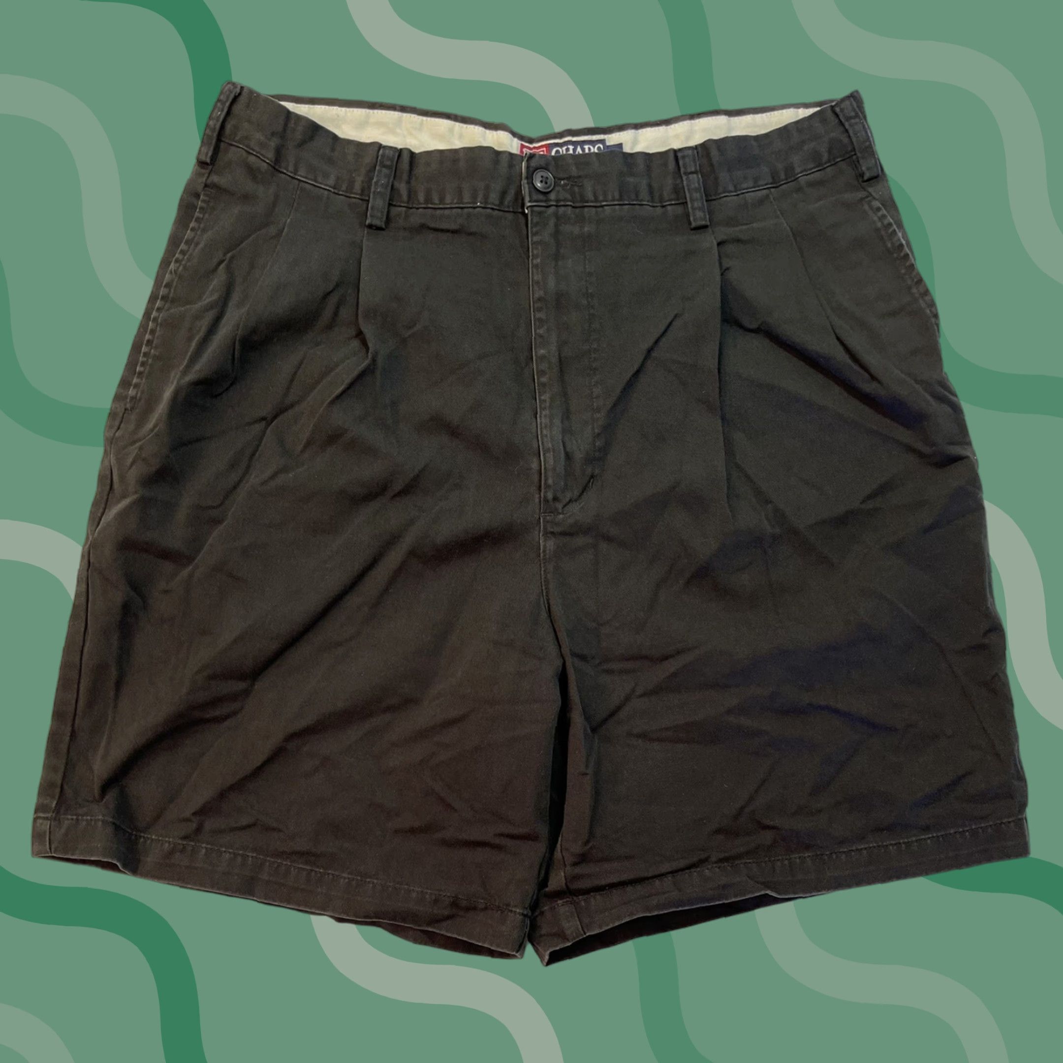 Ralph Lauren VINTAGE Chaps Ralph Lauren Men's Golf Shorts - Pleated, Khaki/Black, 36, 90s Style, Casual Chino, Regular Fit Size US 36 / EU 52 - 1 Thumbnail