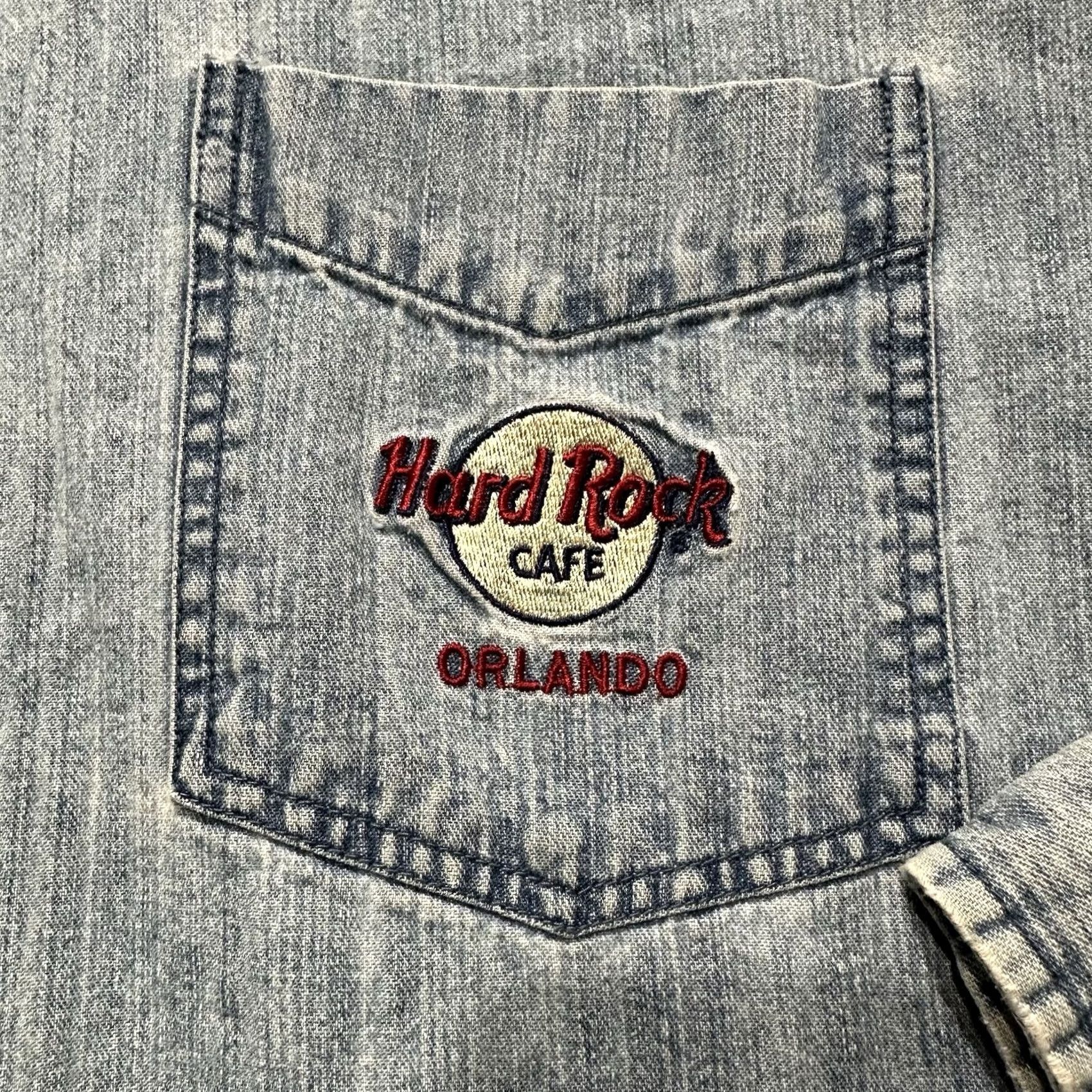 Hard Rock Cafe Vintage Hard Rock Cafe Shirt Mens XL Blue Denim Embroidered Orlando Button Up Size US XL / EU 56 / 4 - 3 Thumbnail
