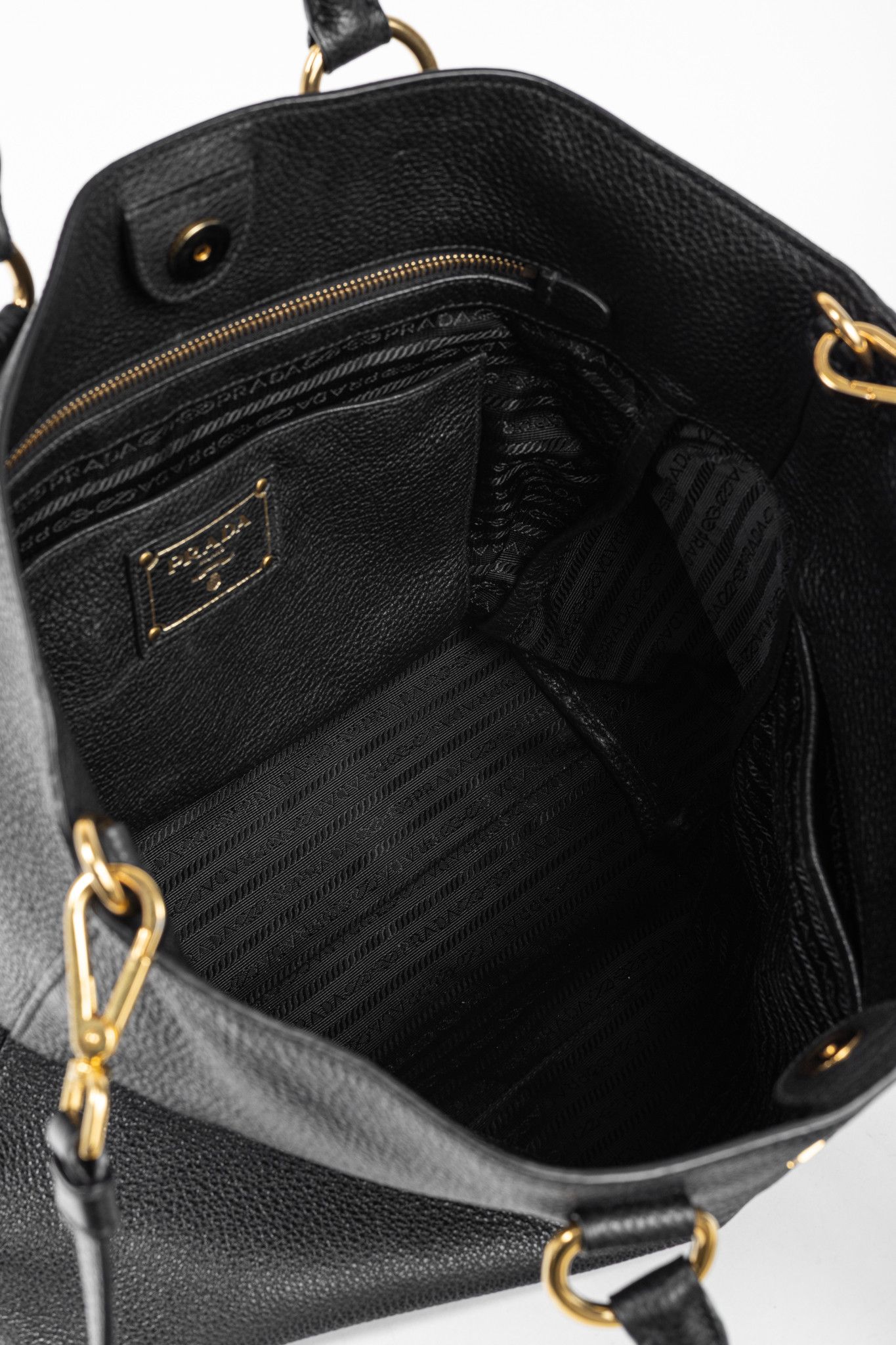 Prada Prada Nero Vitello Phenix Leather Shopping Tote Size ONE SIZE - 9 Thumbnail