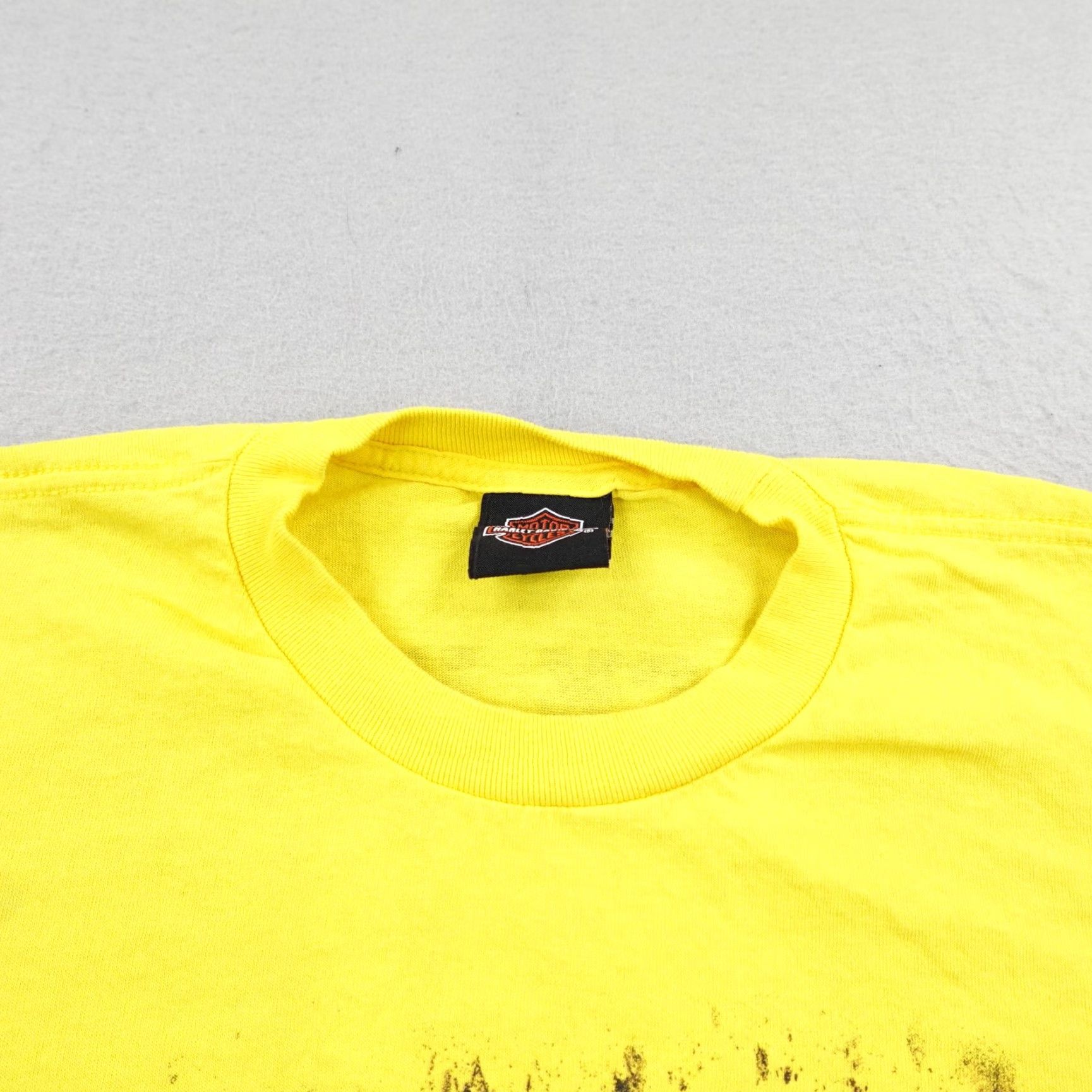 Harley Davidson Harley-Davidson Shirt Mens XL Yellow Biker Motorcycle Tee Crew Neck Short Sleeve Graphic Print Vintage? No Vintage. Size US XL / EU 56 / 4 - 2 Thumbnail