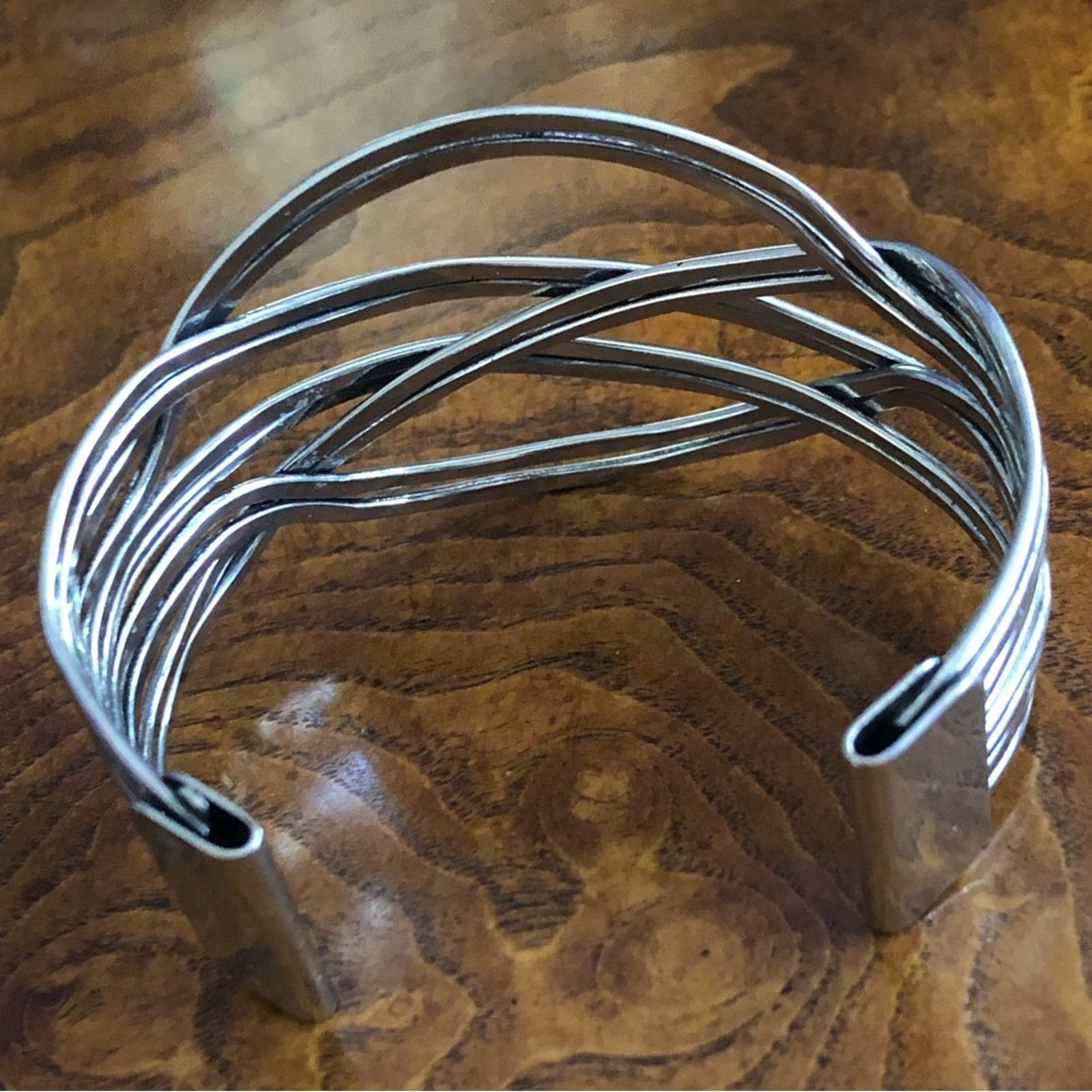 Jewelry Silver braid design adjustable cuff bracelet Size ONE SIZE - 3 Thumbnail