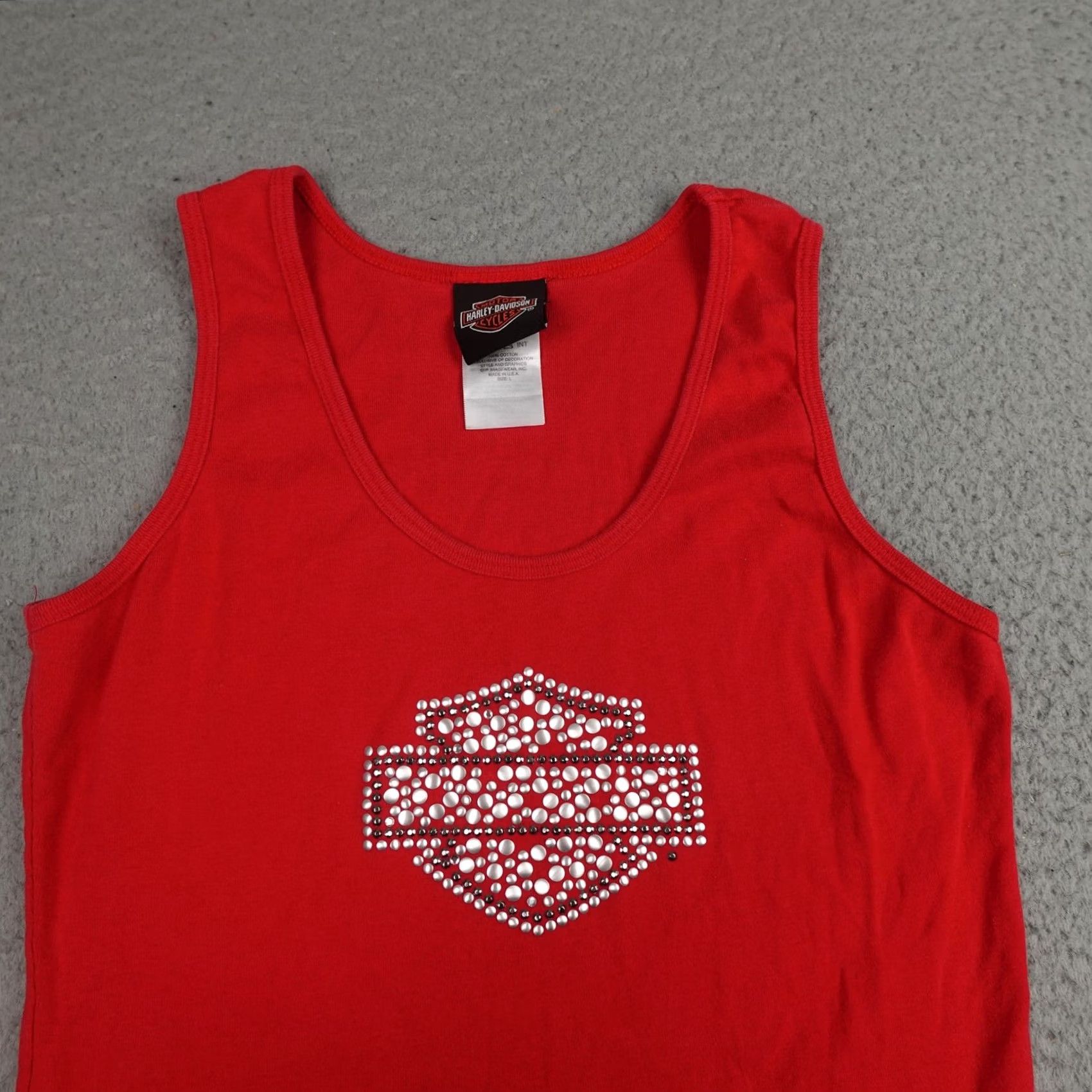 Harley Davidson VINTAGE Harley-Davidson Shirt Womens Small Red Rhinestone Tank Top Biker Made in USA Size S / US 4 / IT 40 - 5 Thumbnail