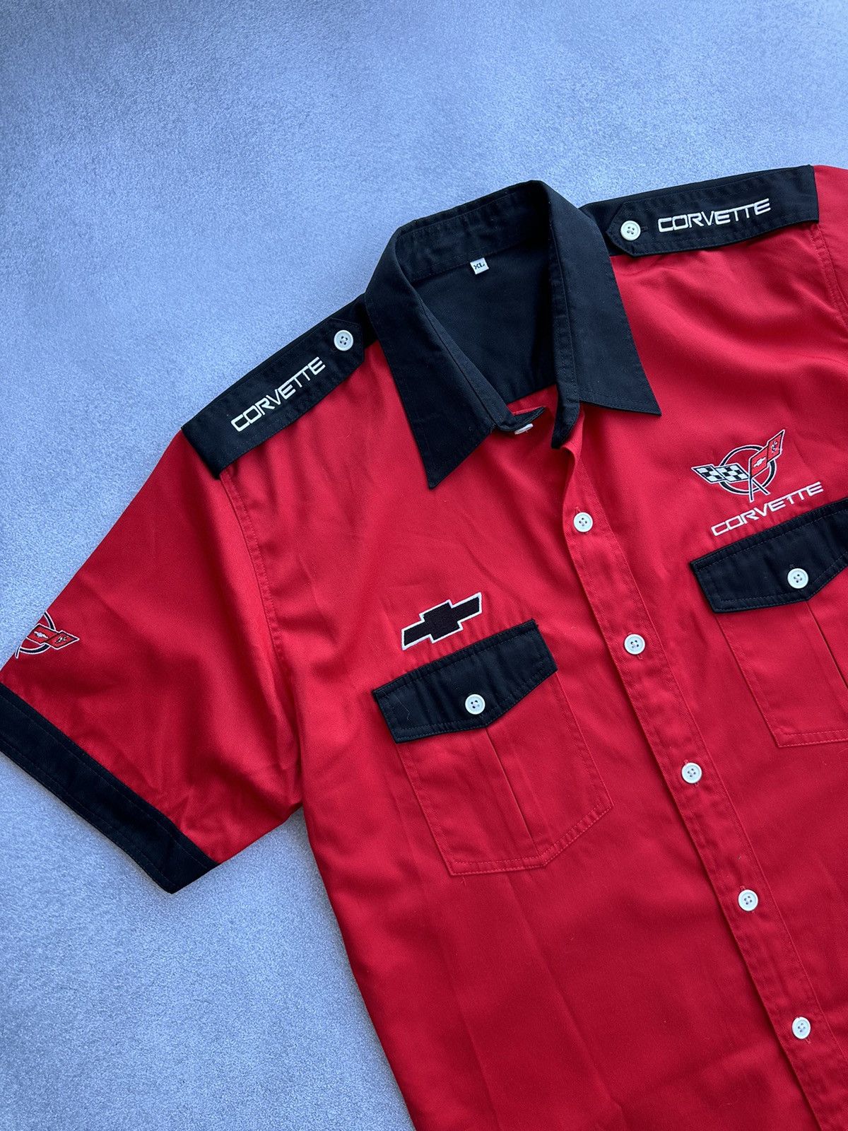 Vintage VTG Chevrolet Corvette Racing Red Short Sleeve Buttons Shirt Size US XL / EU 56 / 4 - 5 Thumbnail