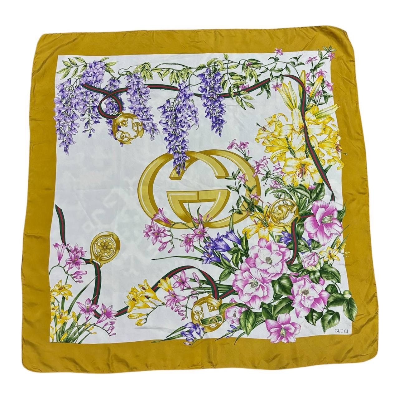 Gucci Vintage Gucci Flora Silk Scarf Yellow Wisteria Flower Logo Size ONE SIZE - 1 Thumbnail