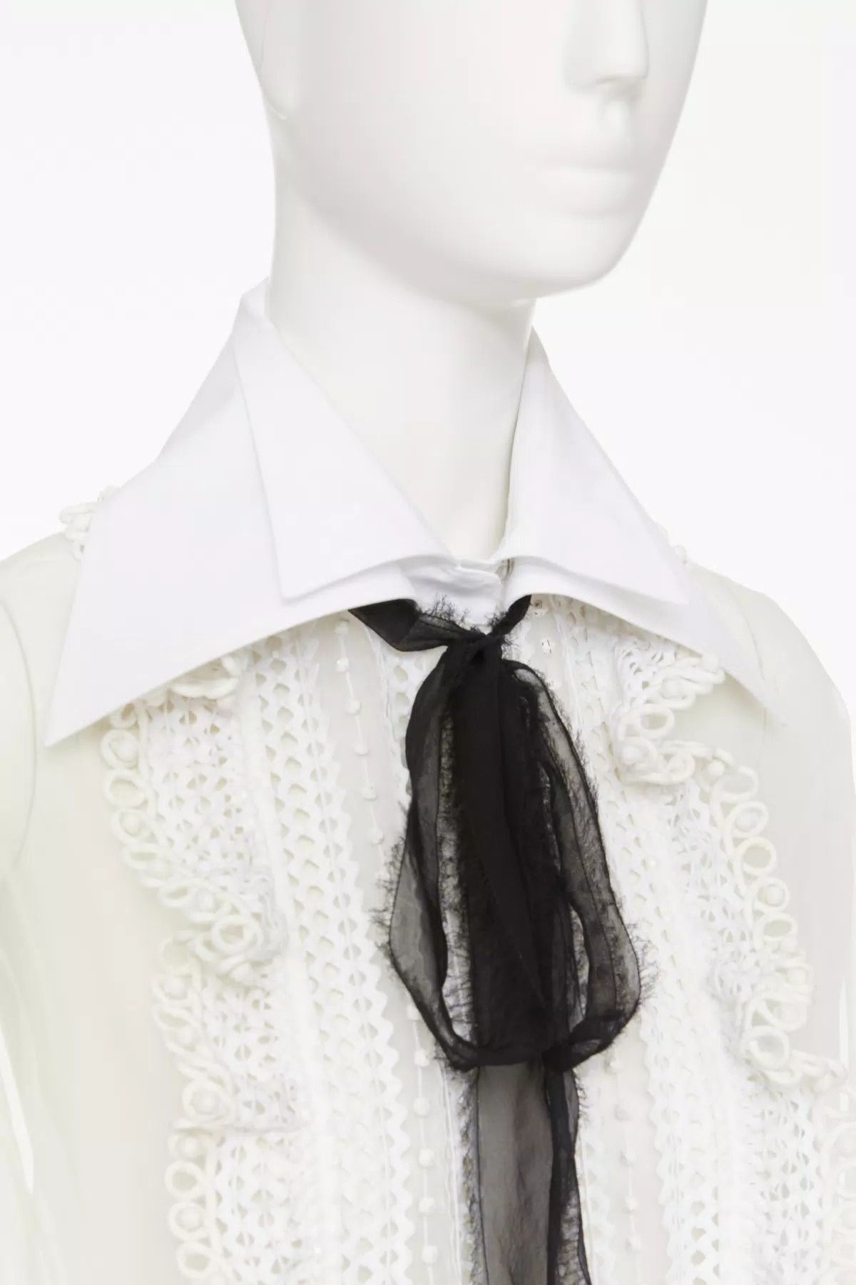 Valentino o1s1wg110925 Embroidered Organza Shirt in White/Ivory Size XS / US 0-2 / IT 36-38 - 5 Thumbnail