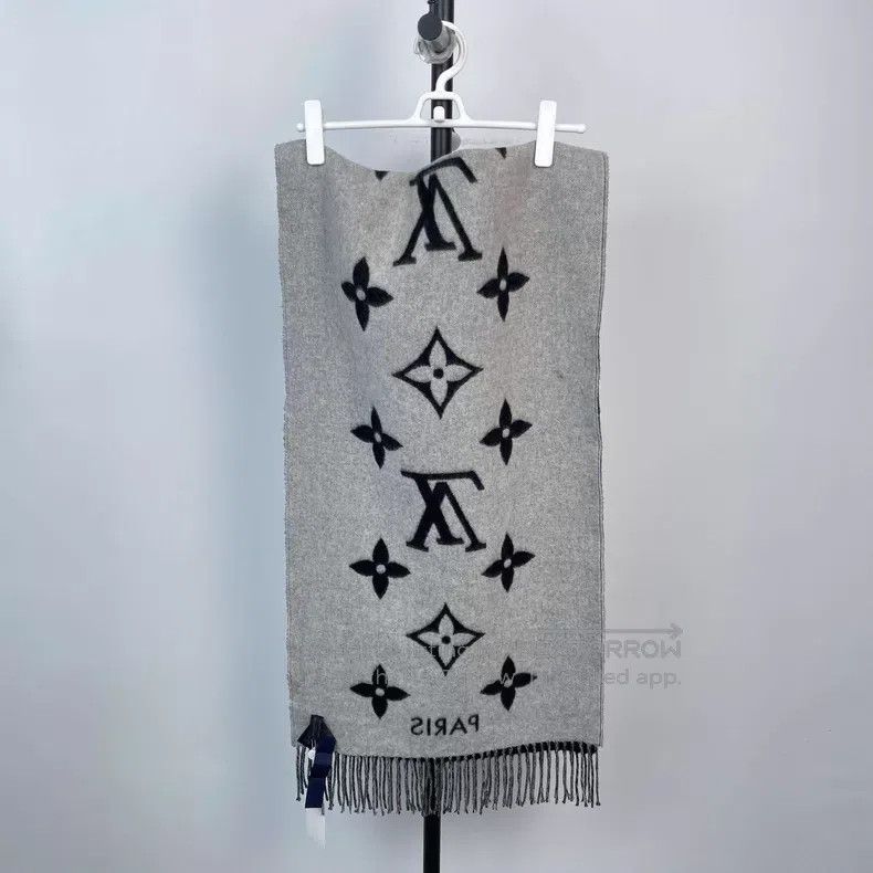 Louis Vuitton Louis Vuitton Black and grey full-printed cashmere double- Size ONE SIZE - 3 Thumbnail
