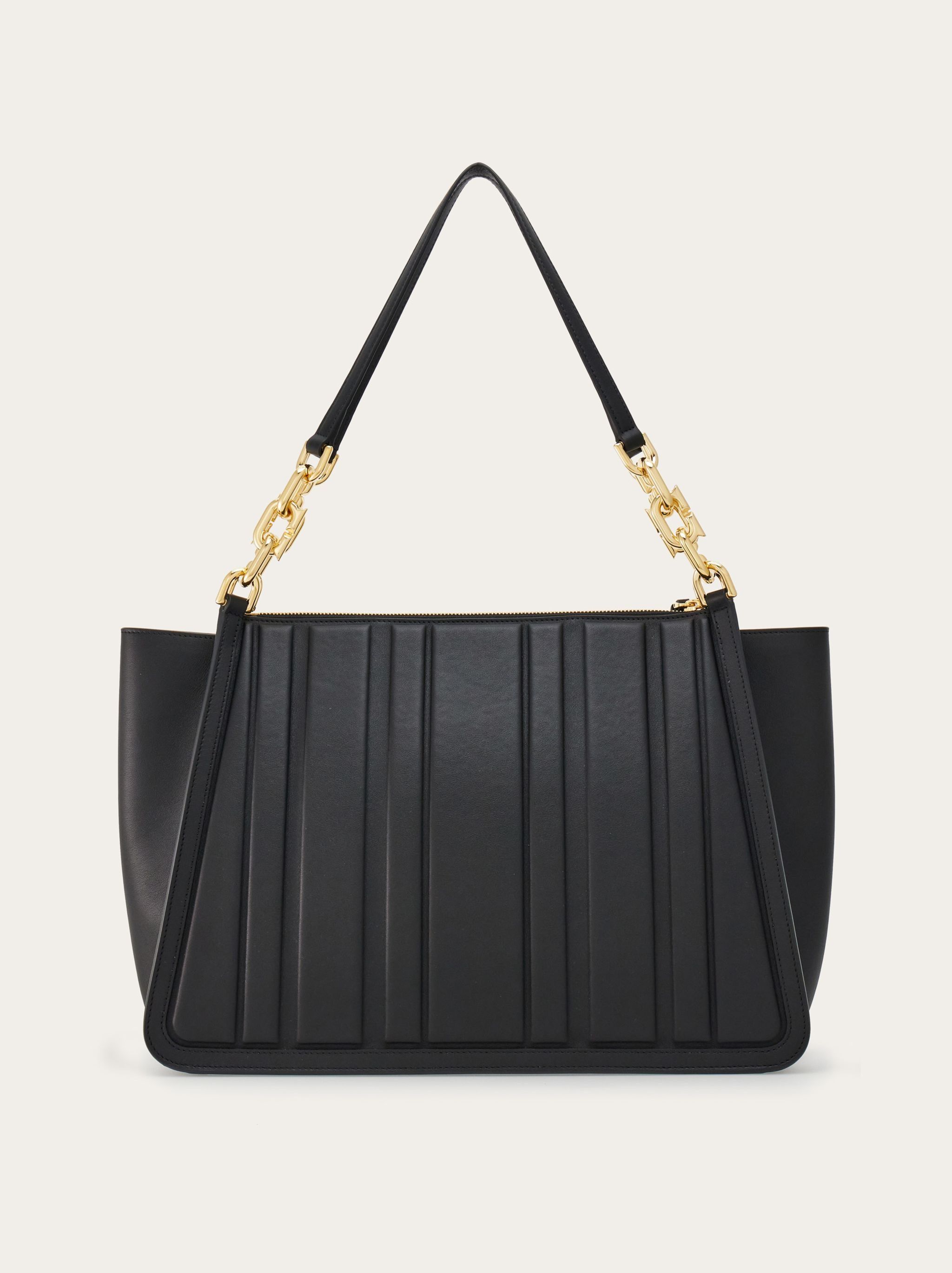 Salvatore Ferragamo o1s1rm0924 Size: OS / Panelled Leather Tote Bag in Black Size ONE SIZE - 2 Thumbnail