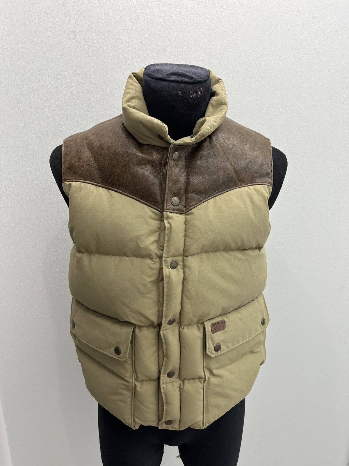 Polo Ralph Lauren Vintage Polo Ralph Lauren Leather Western Puffer Down Vest Size US M / EU 48-50 / 2 - 1 Thumbnail