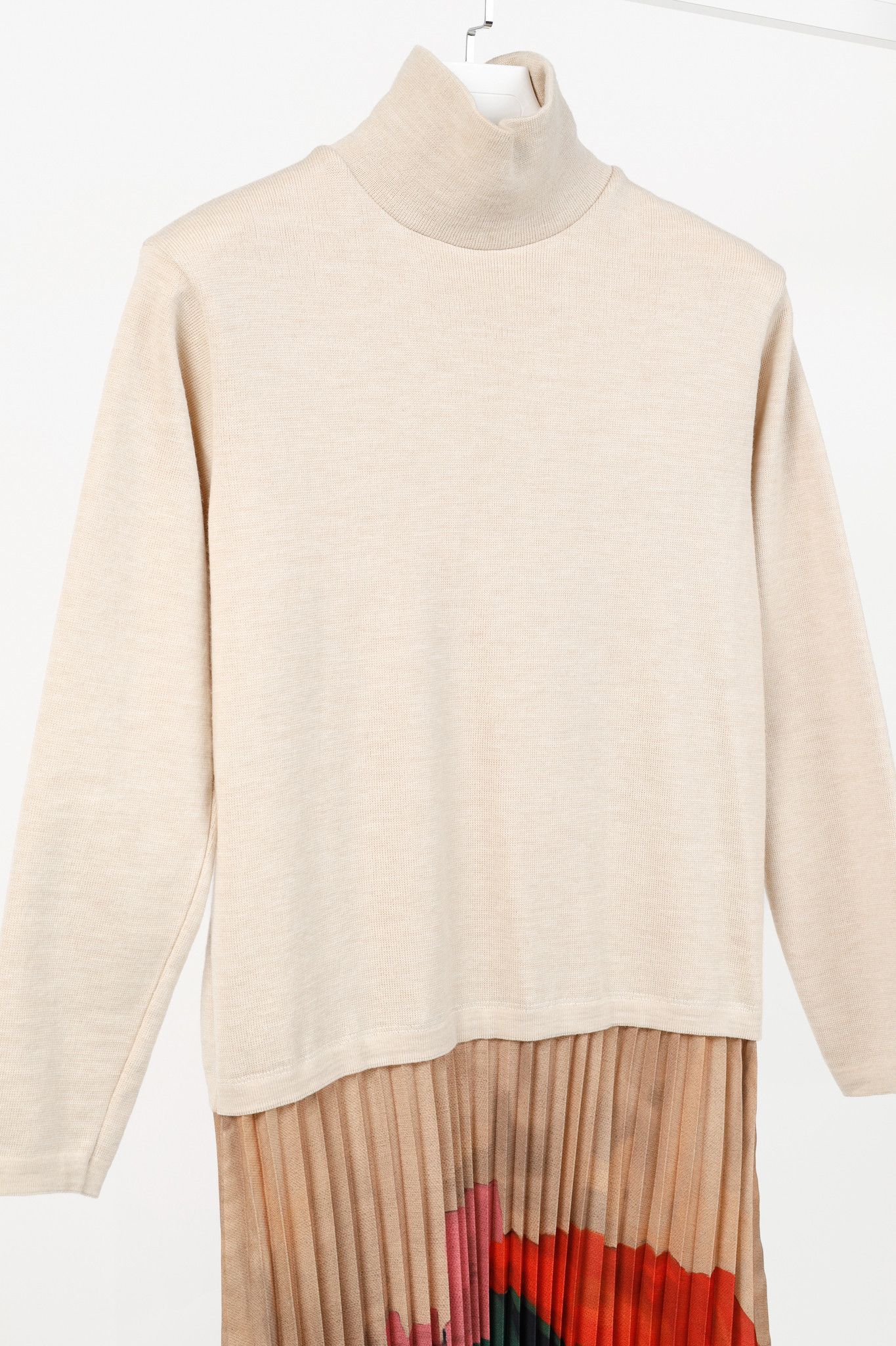 Other Stella Jean AW/21 Beige Wool Pleated-Skirt Midi Dress Size L / US 10 / IT 46 - 3 Thumbnail