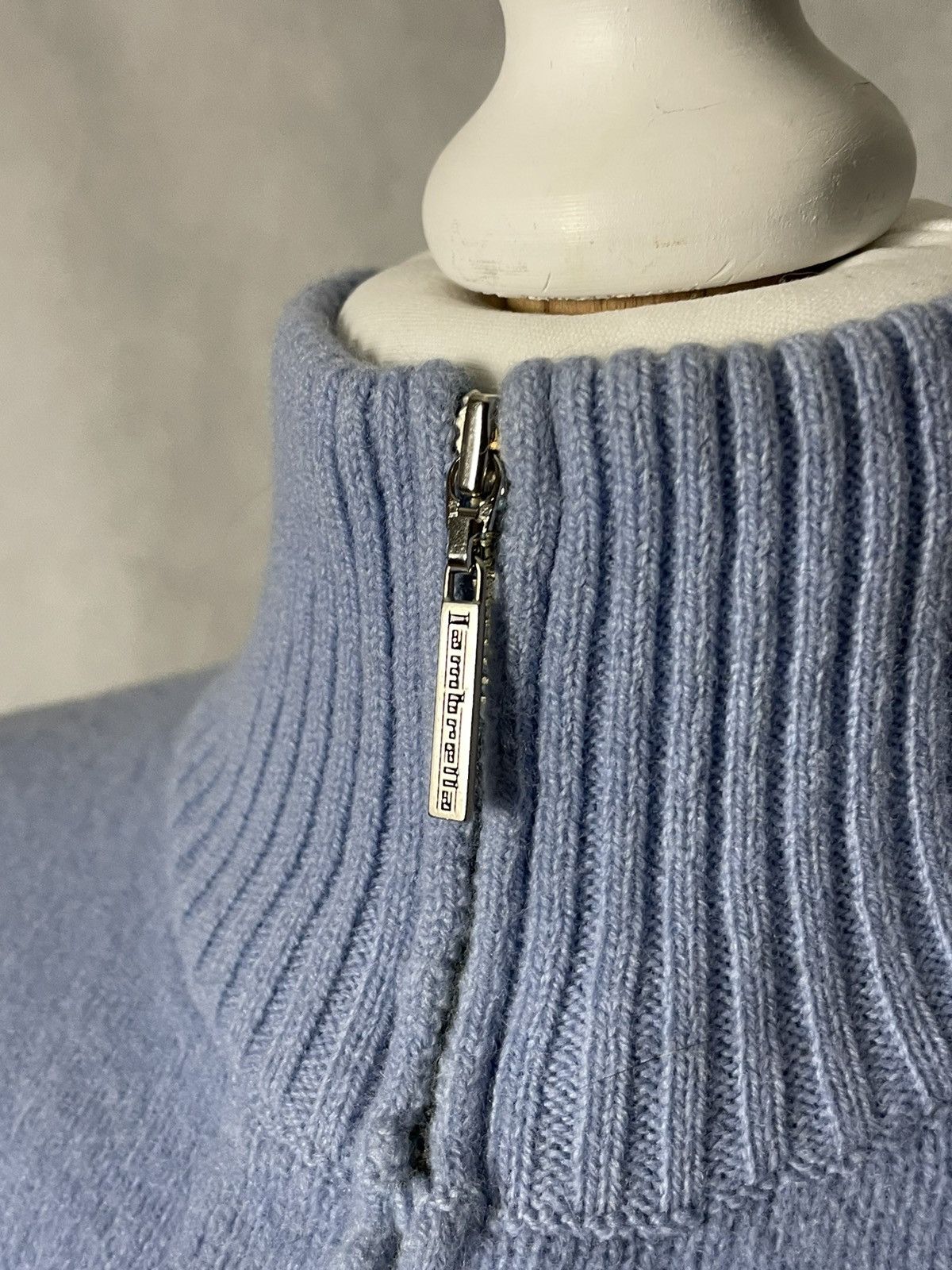 Lambretta Lambretta wool zip sweater L y2k baby blue vintage Size L / US 10 / IT 46 - 3 Thumbnail