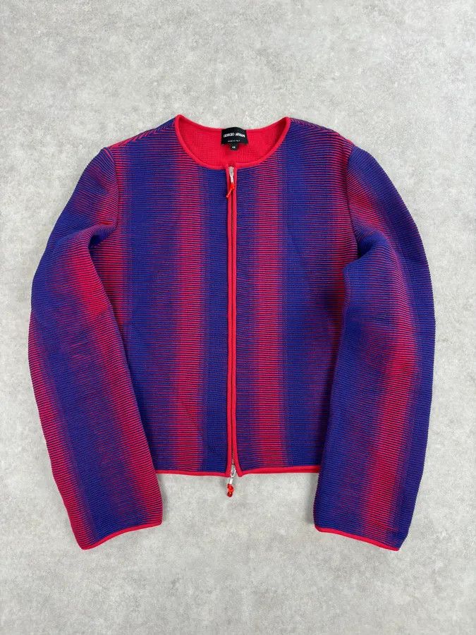 Giorgio Armani Giorgio Armani Red & Blue Gradient Zip-up Jacket Size S / US 4 / IT 40 - 1 Thumbnail
