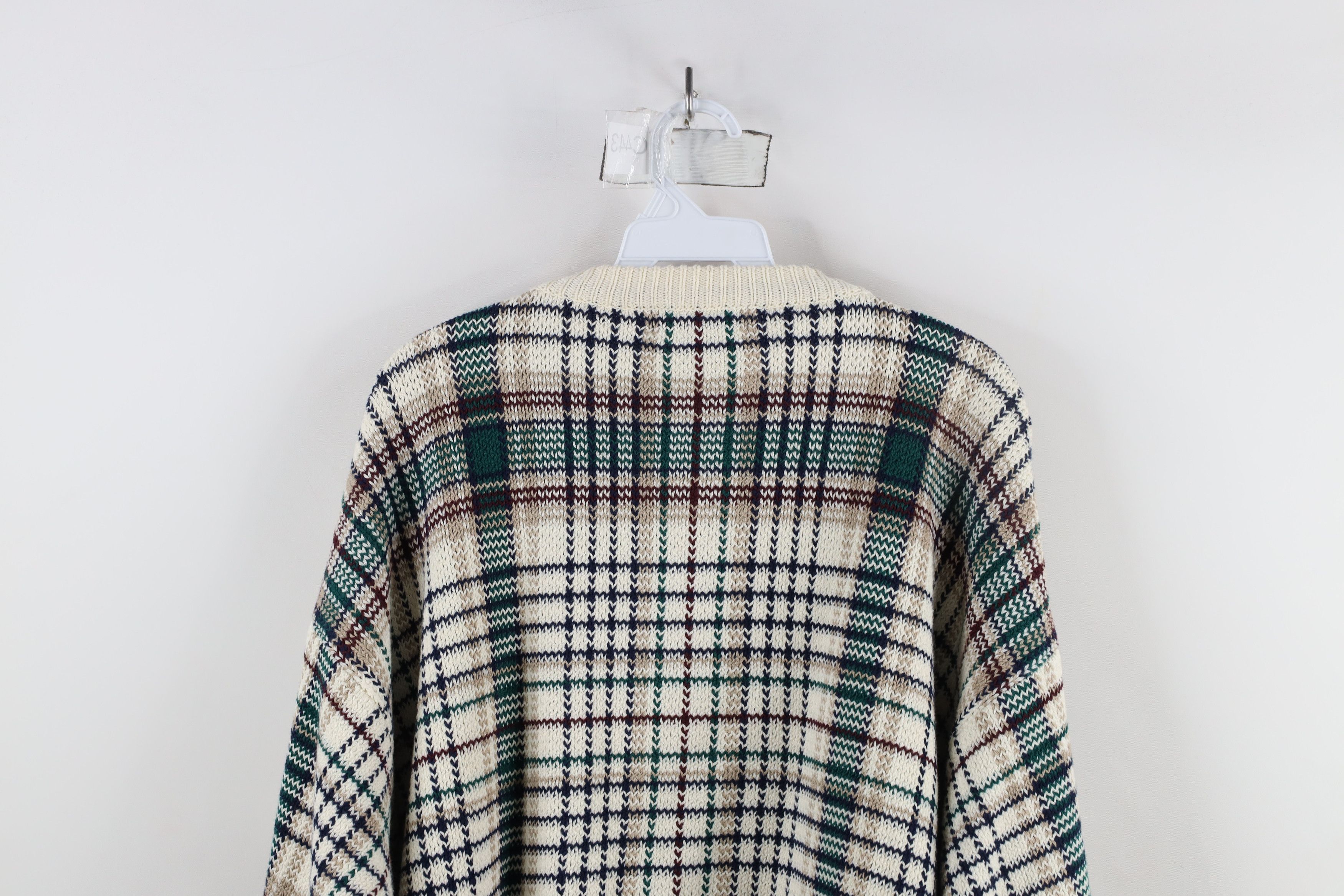 Vintage Vintage 90s Streetwear Cotton Knit Crewneck Sweater Plaid Size US XL / EU 56 / 4 - 7 Thumbnail