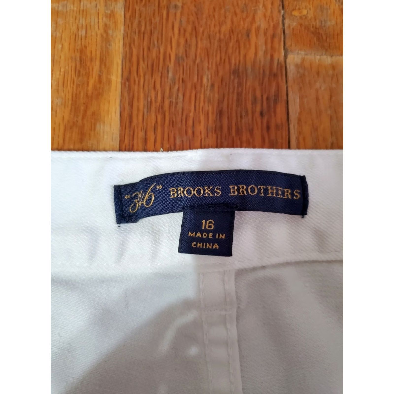 Brooks Brothers Brooks Brothers Pants Women's 16 Solid White Chino Cotton Spandex Flat Front Zip Button High Rise Straight Leg 25in Inseam Regular Size 38" / US 16 / IT 52 - 2 Thumbnail