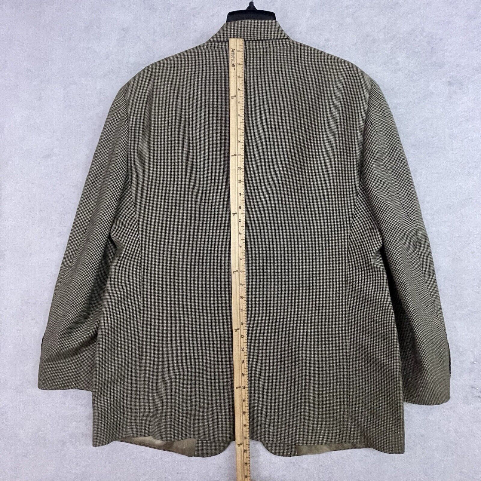 Brooks Brothers BROOKS BROTHERS Blazer Mens 44 R Beige Wool Houndstooth Size 44R - 7 Thumbnail