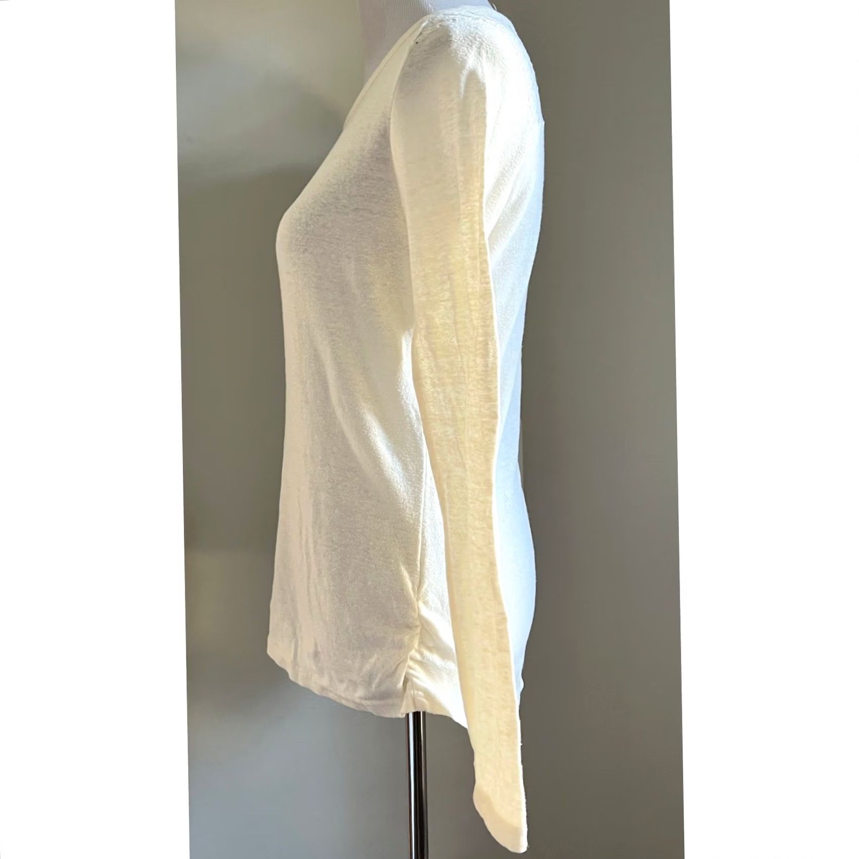 Prana PrAna Isadora Tunic Top Cream Ivory Lace Shoulders Ruched Ballet Neck Womens S Blouse Shirt Size S / US 4 / IT 40 - 6 Thumbnail