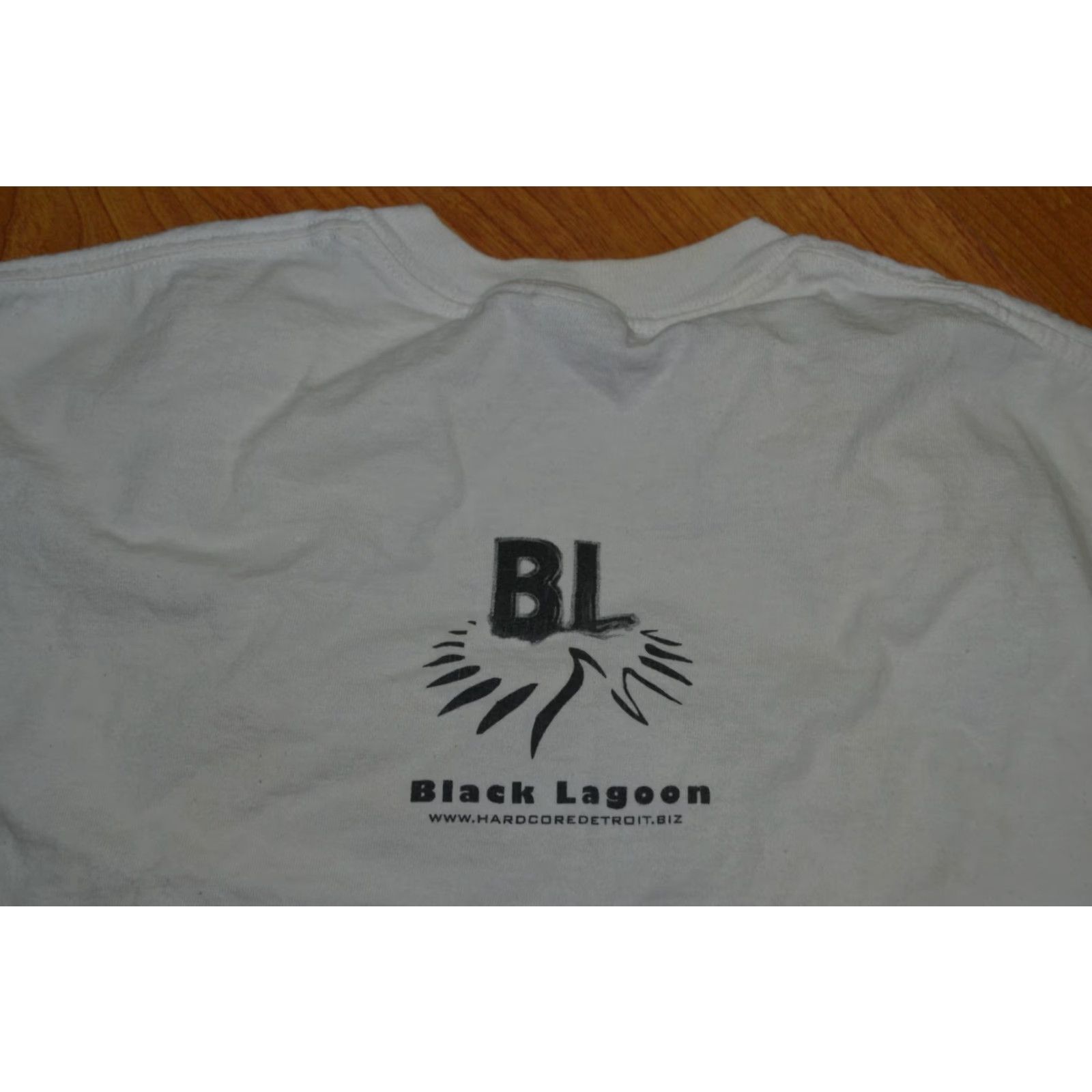 Gildan VINTAGE Black Lagoon Pimp Bones Promo T Shirt Medium Detroit MI Underground Hip Hop Rap Shirt Mens White 100% Cotton Gildan Graphic Tee Size US M / EU 48-50 / 2 - 3 Thumbnail