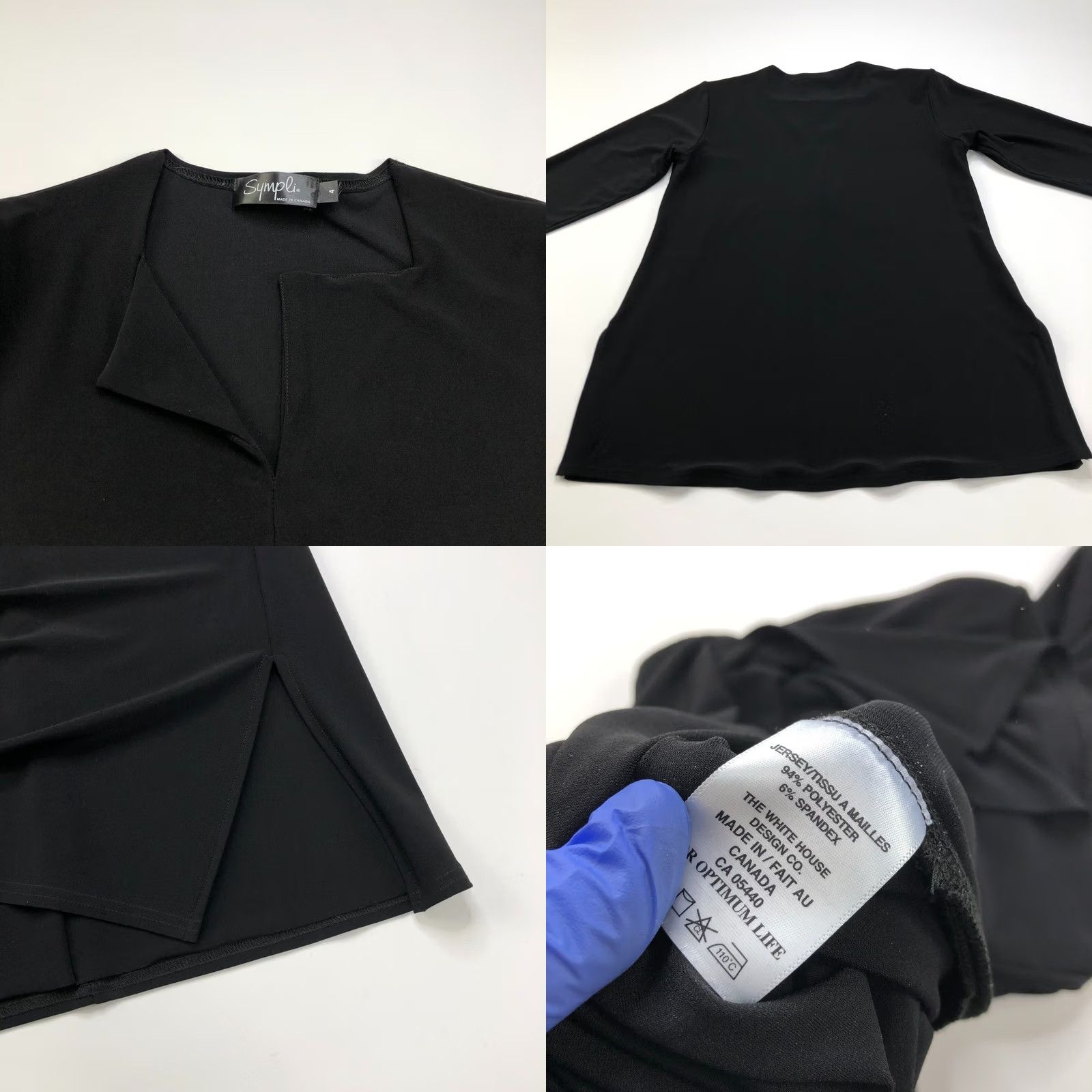Vintage Sympli Black Womens Tunic Blouse Top 4 Pearl Pullover Button Size S / US 4 / IT 40 - 8 Thumbnail